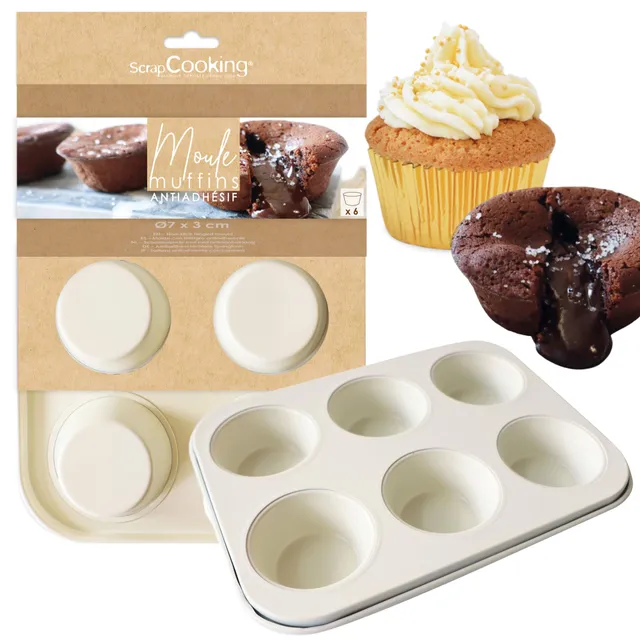 scrapcooking-moules-1297-moule-muffins-6-antiadh-sif-beige image 1