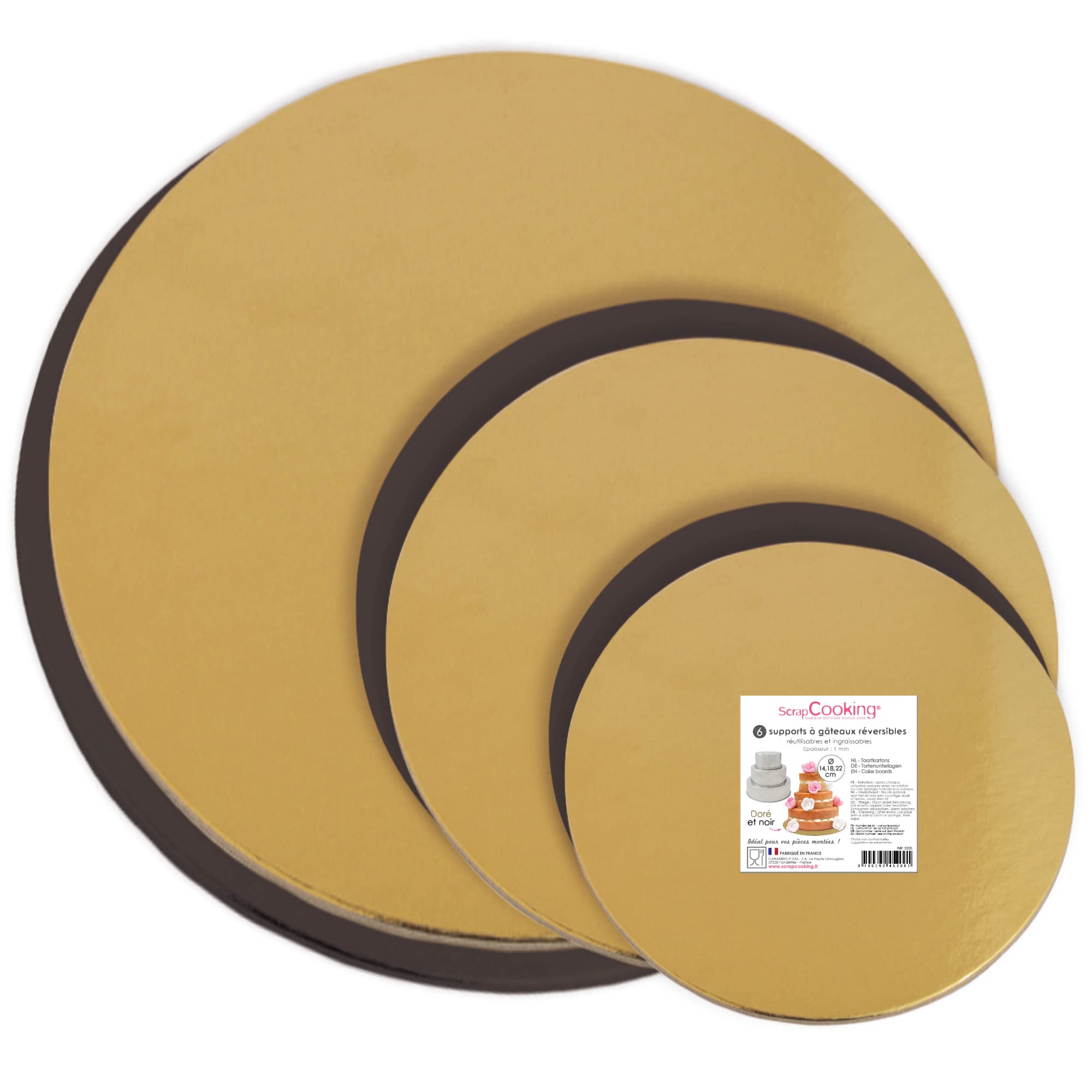 scrapcooking-support-g-teau-rond-dor-noir-lot-6 image 1