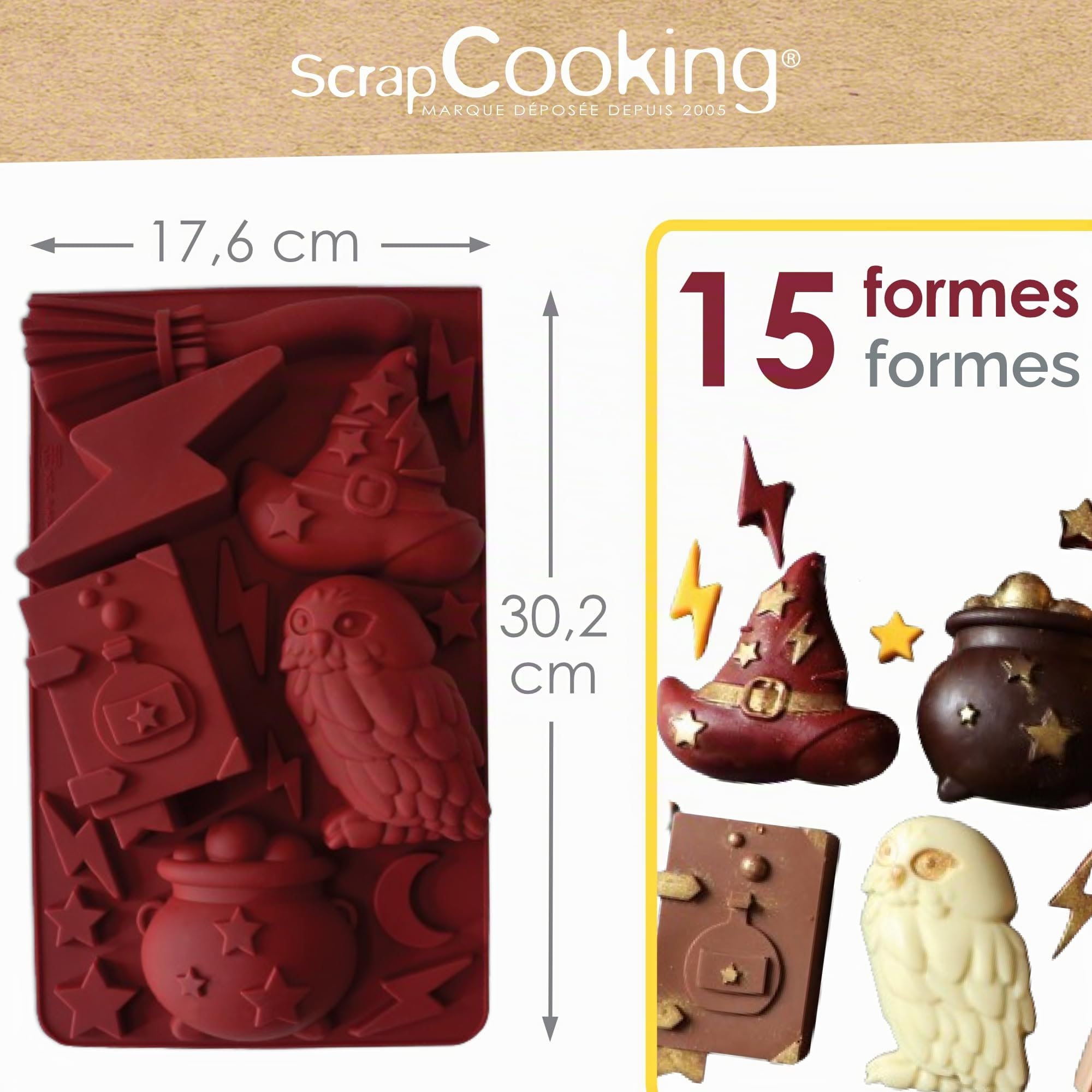 scrapcooking-moules-moule-silicone-sorcier-15-formes-bordeaux image 3