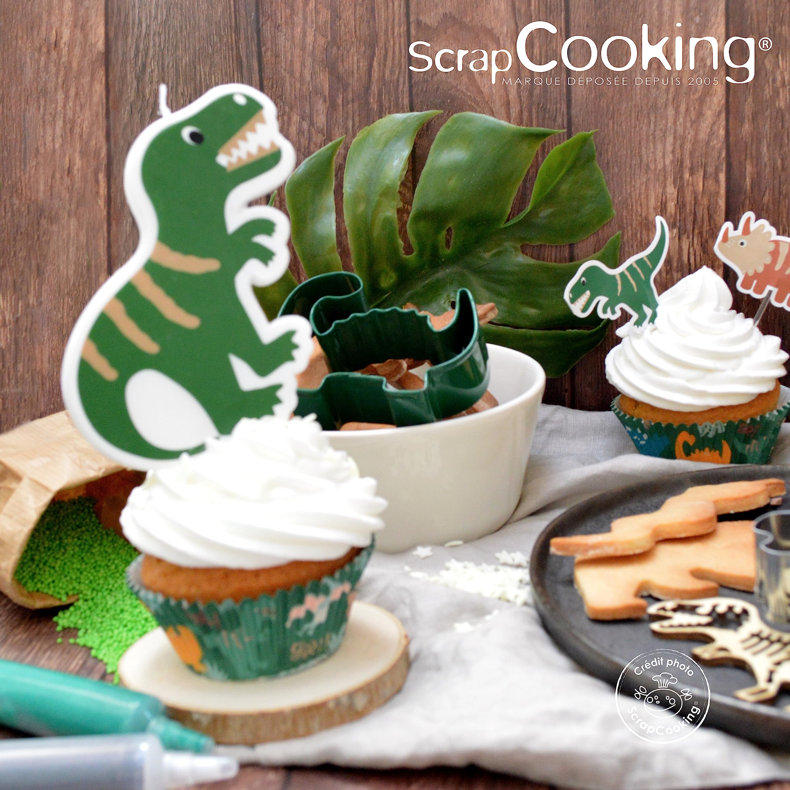 scrapcooking-d-corations-0346-bougie-dinosaure-xxl-verte image 2