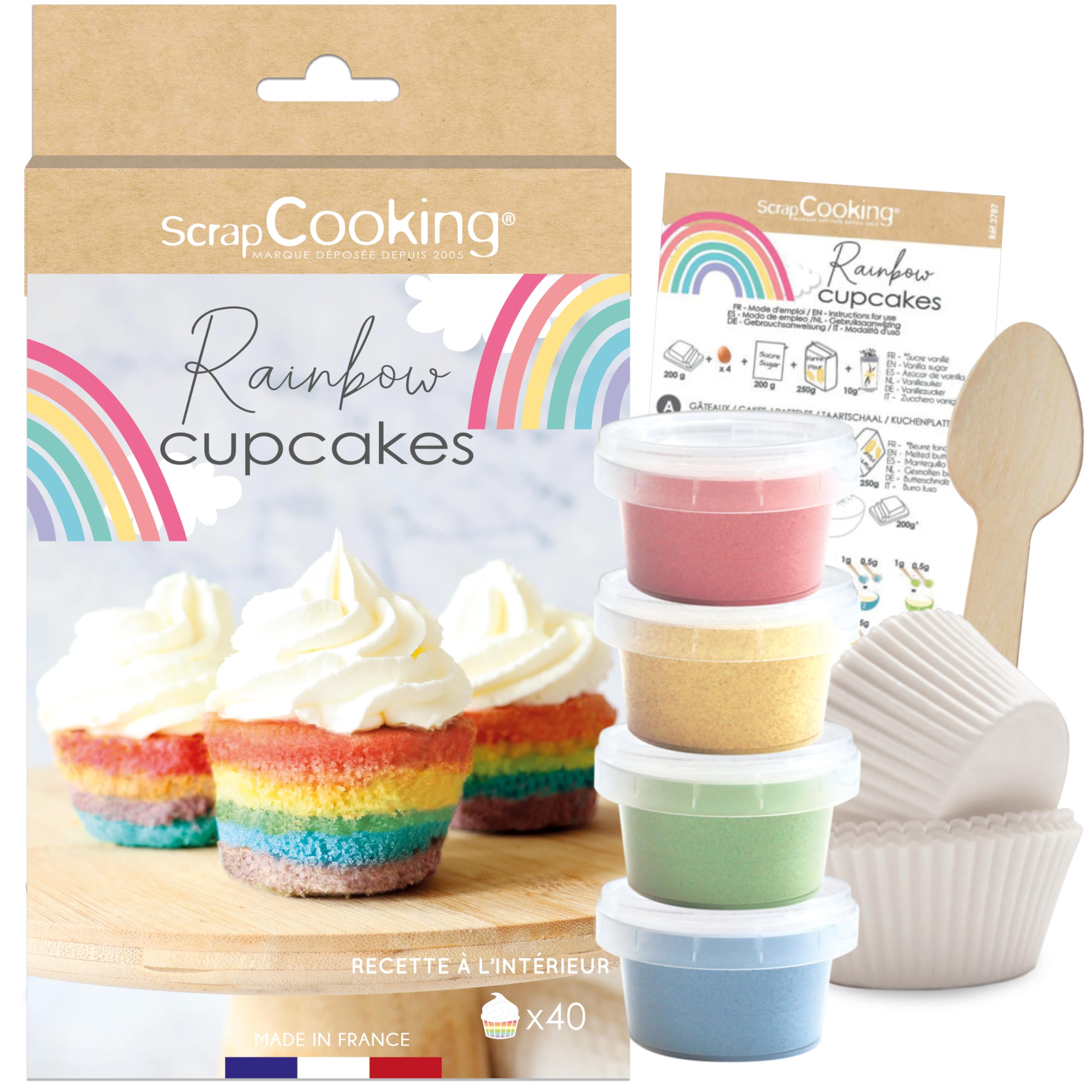 scrapcooking-kit-rainbow-cupcakes-3787-kit-cupcakes-arc-en-ciel-40-pcs image 1