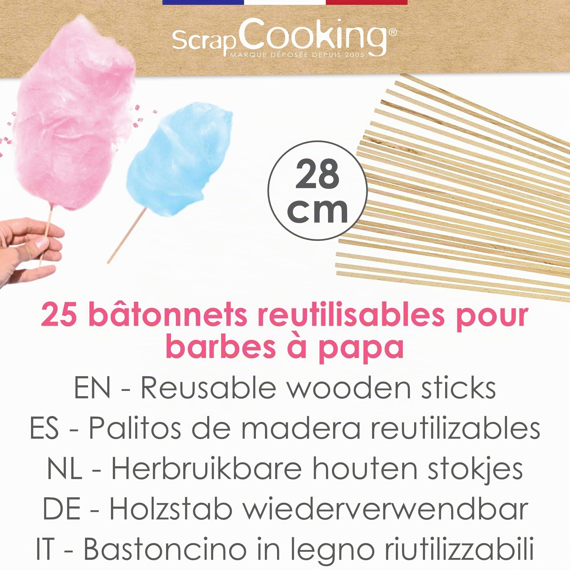 scrapcooking-mat-riel-5187-b-tonnets-bois-barbe-papa-28cm-x25 image 2