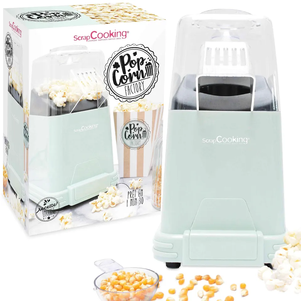 scrapcooking-pop-corn-factory-machine-popcorn-1100w-verte image 1