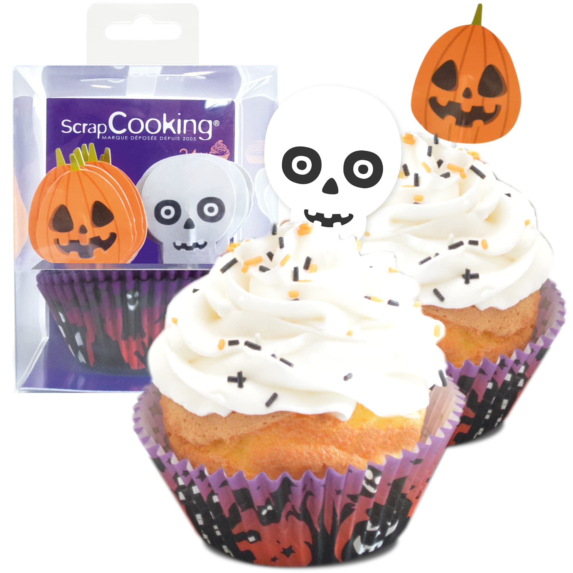 scrapcooking-d-corations-5036-kit-cupcakes-halloween-orange-violet image 1
