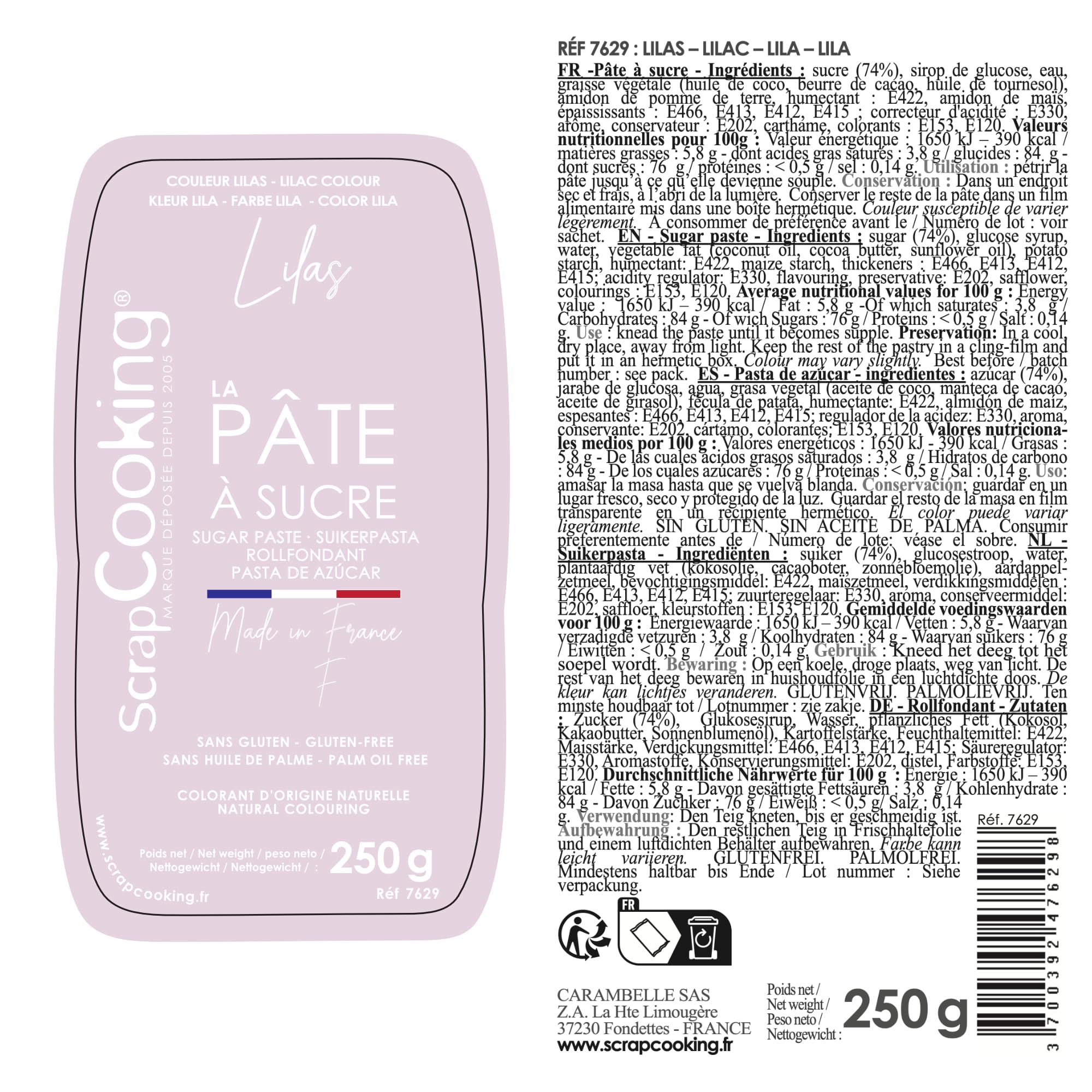 scrapcooking-p-tes-sucre-p-te-sucre-lilas-250-g-sans-gluten image 2