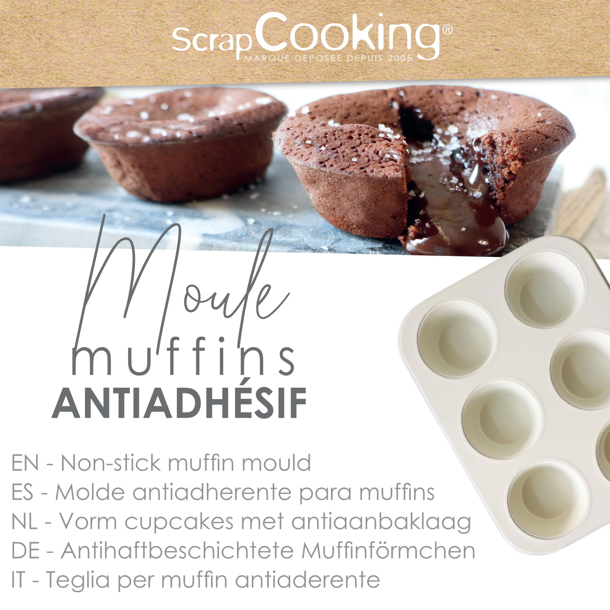scrapcooking-moules-1297-moule-muffins-6-antiadh-sif-beige image 2