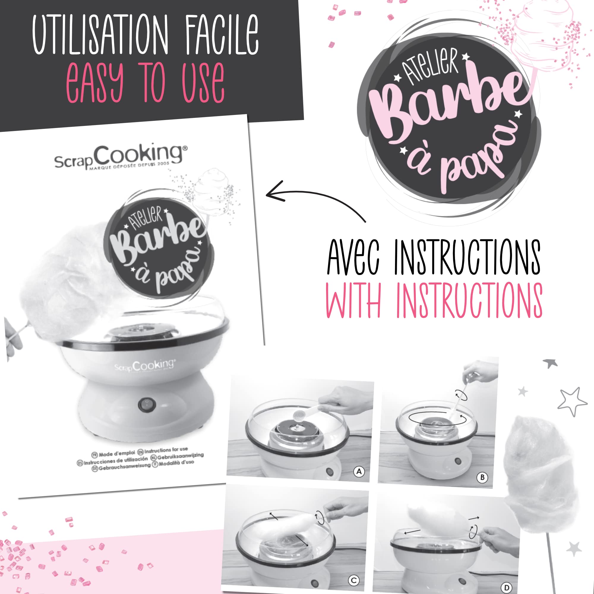 scrapcooking-3900-machine-barbe-papa-rose-kit-complet image 6