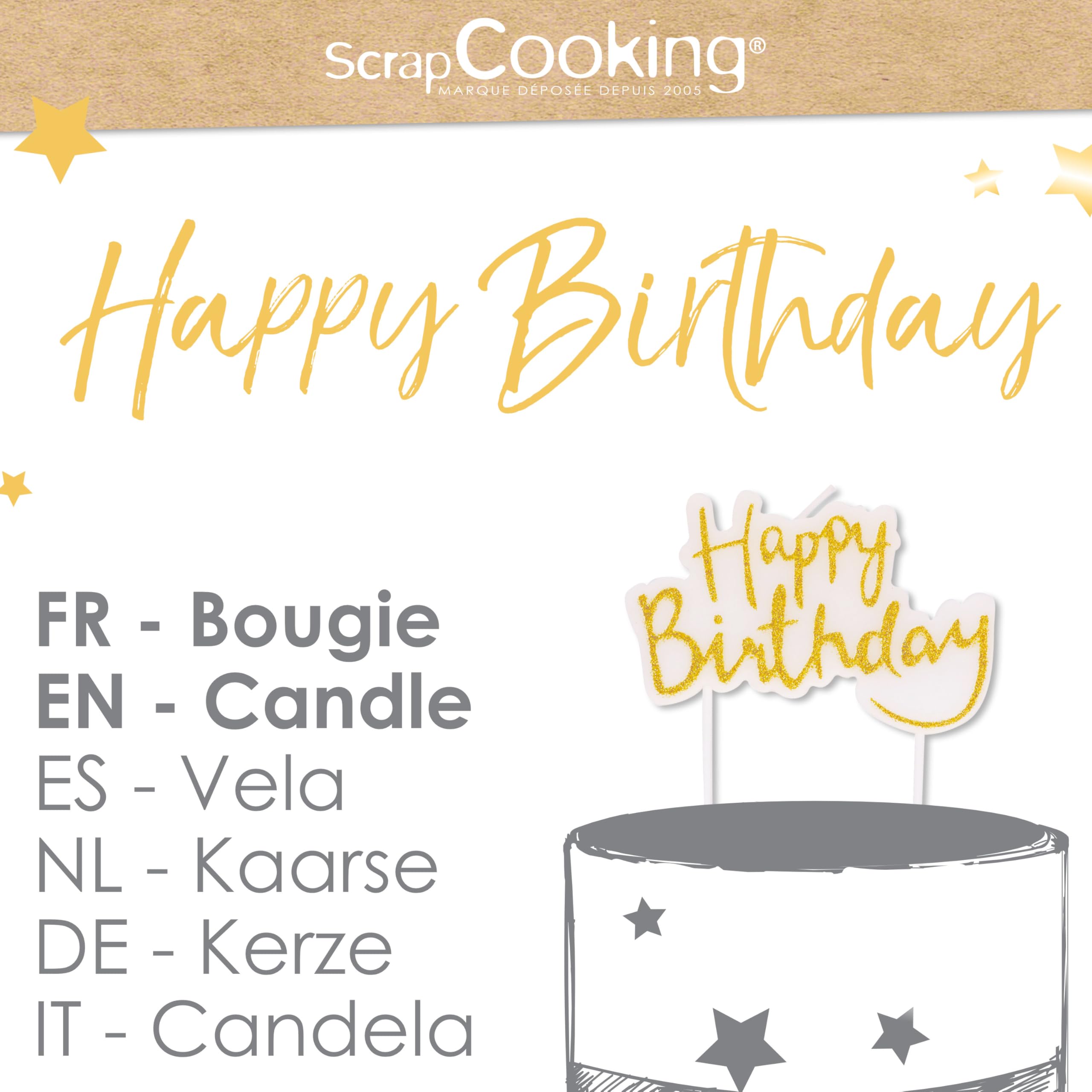scrapcooking-happy-birthday-4825-bougie-g-teau-or-10-cm image 2