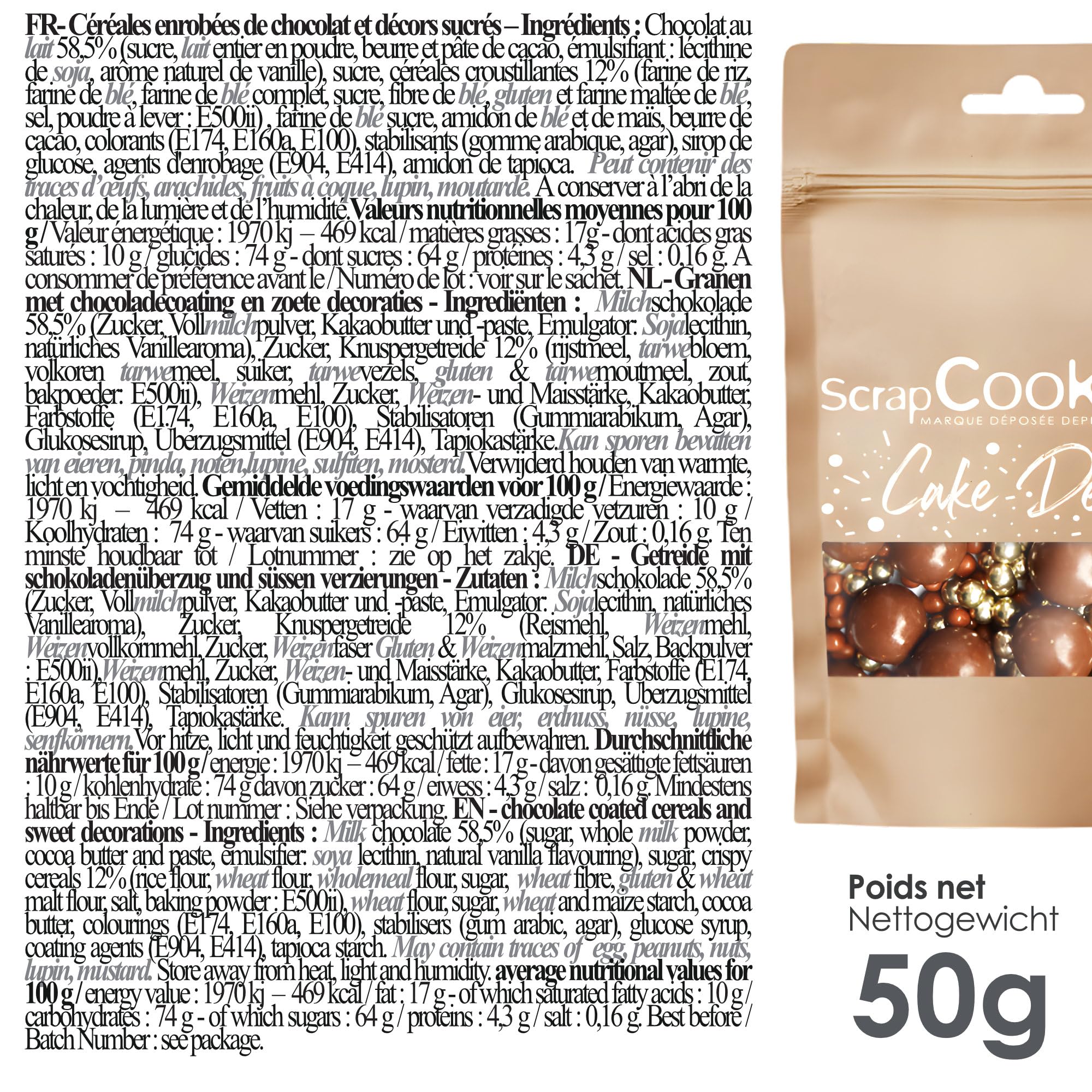 scrapcooking-d-corations-7455-perles-chocolat-lait-dor-50-g image 2