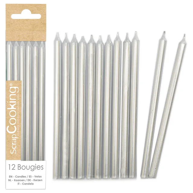 scrapcooking-d-corations-0349-bougies-longues-argent-es-x12 image 1