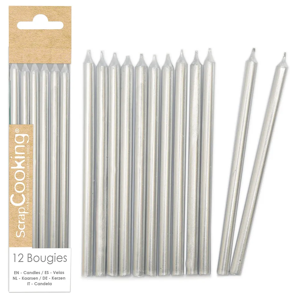 scrapcooking-d-corations-0349-bougies-longues-argent-es-x12 image 1
