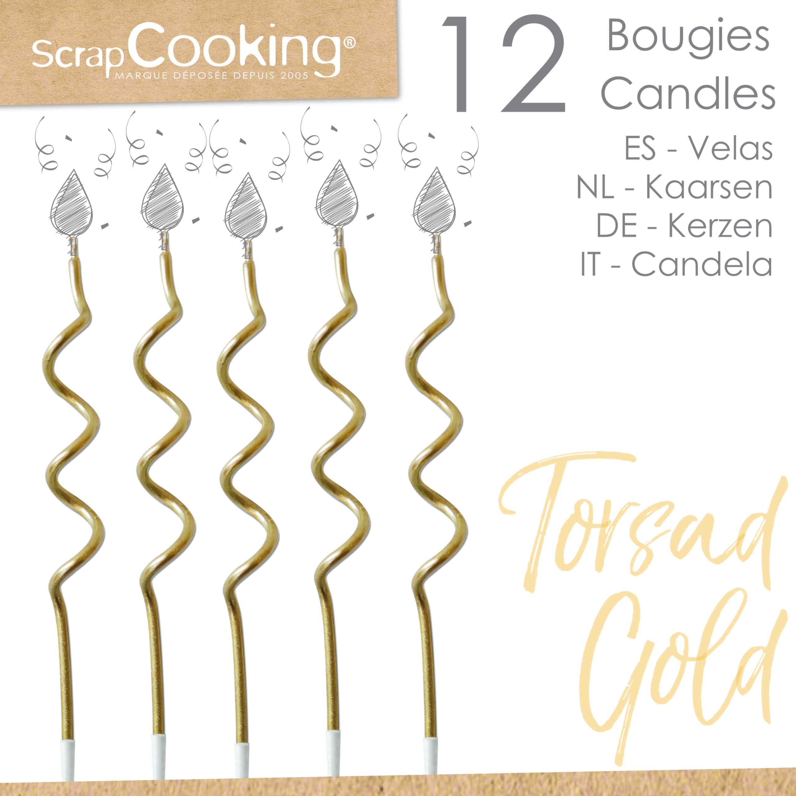 scrapcooking-d-corations-lot-12-bougies-torsad-es-dor-es-15-9-cm image 2