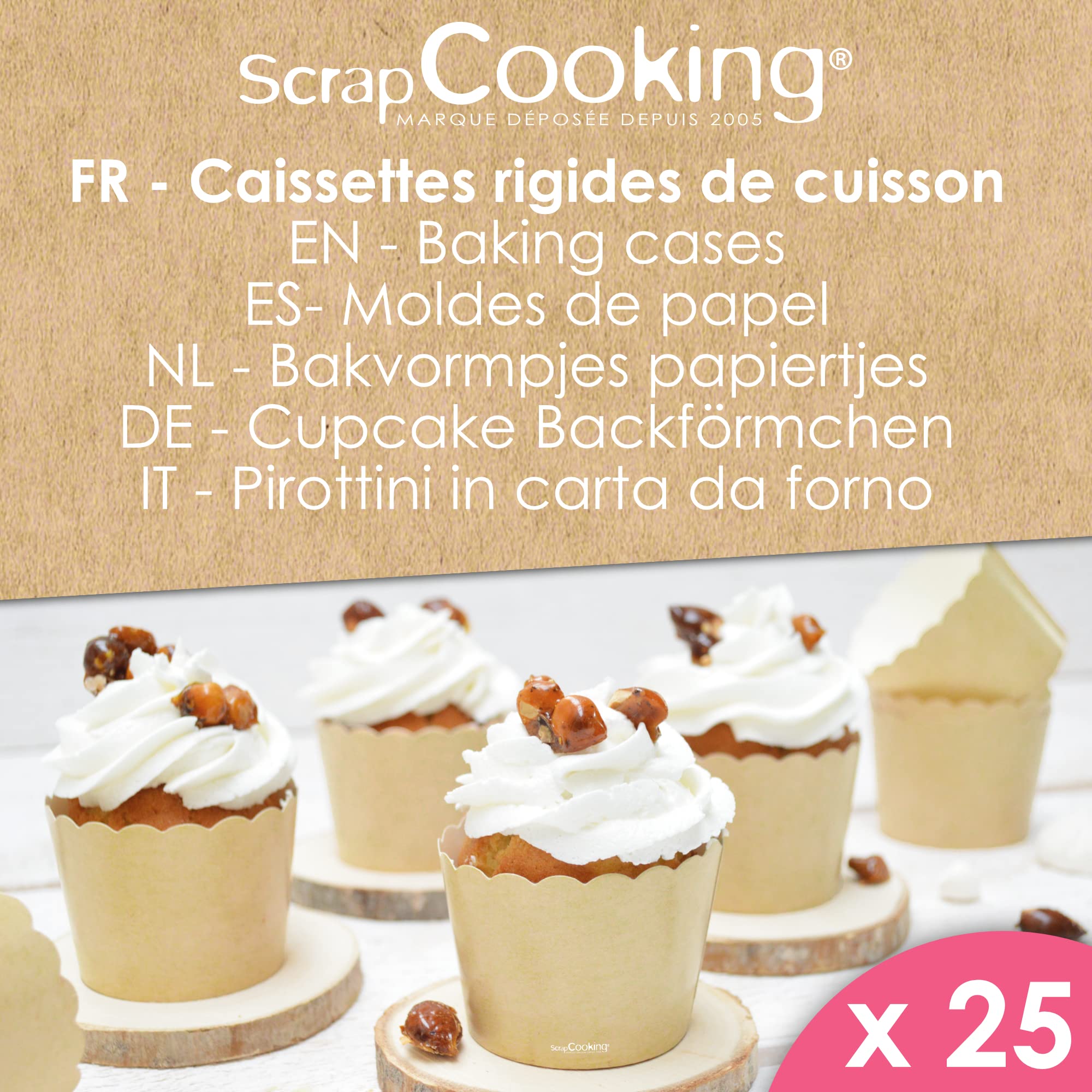scrapcooking-mat-riel-25-caissettes-5079-moules-cupcakes-kraft image 2