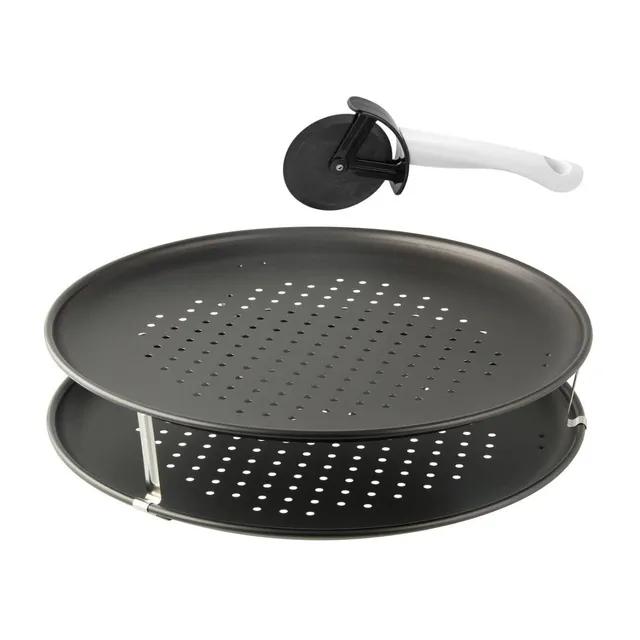zenker-black-metallic-set-2-plaques-pizza-perfor-e-32-cm-roulette image 1