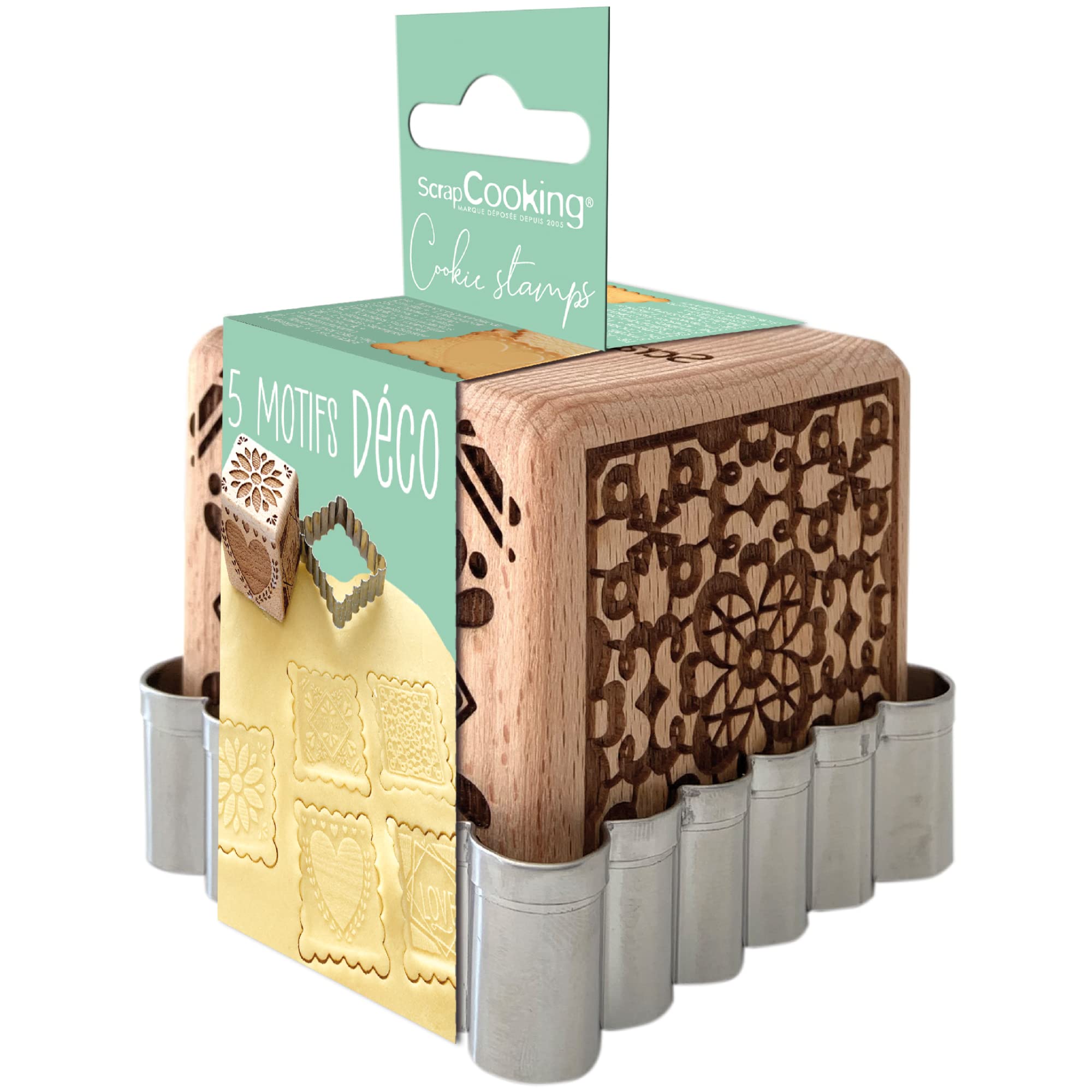 scrapcooking-tampon-bois-no-l-emporte-pi-ce-biscuits-5-motifs image 2