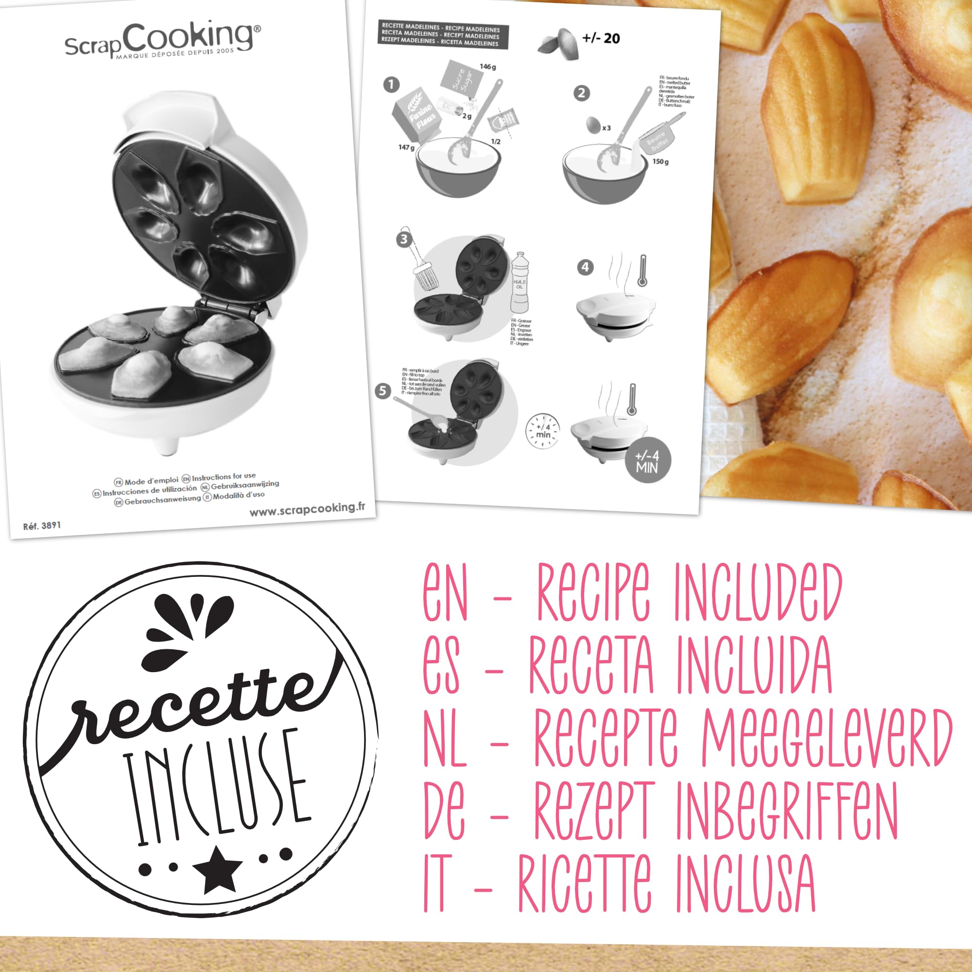 scrapcooking-3891-madeleines-factory-appareil-blanc-6-empreintes image 6