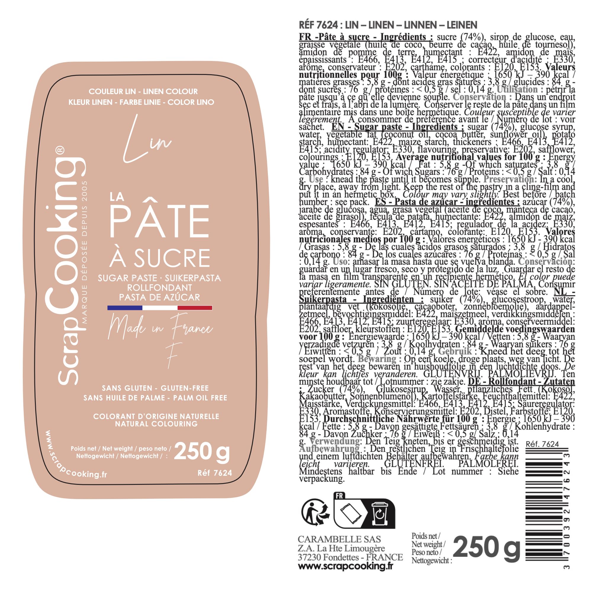 scrapcooking-p-tes-sucre-lin-beige-250-g-naturel-7624 image 2