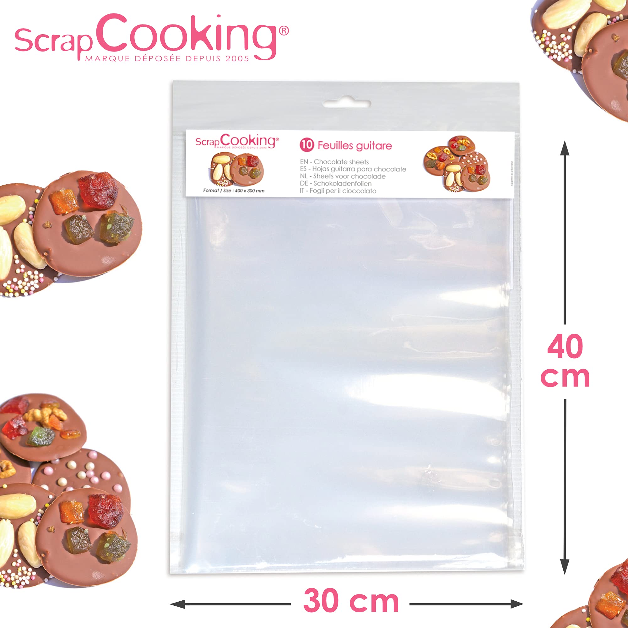 scrapcooking-feuille-guitare-chocolat-30x40-lot-10 image 3