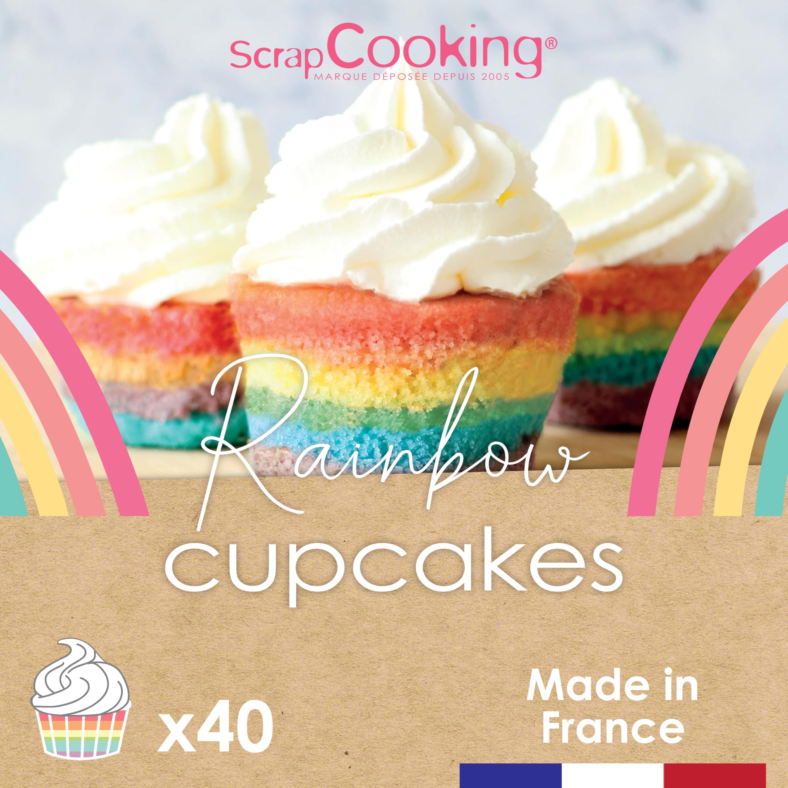 scrapcooking-kit-rainbow-cupcakes-3787-kit-cupcakes-arc-en-ciel-40-pcs image 2