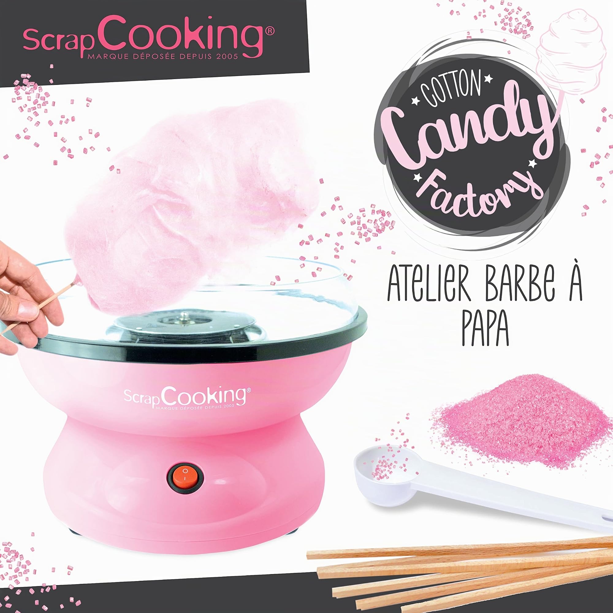 scrapcooking-3900-machine-barbe-papa-rose-kit-complet image 2