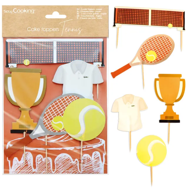 scrapcooking-4945-cake-toppers-tennis-papier-x5 image 1