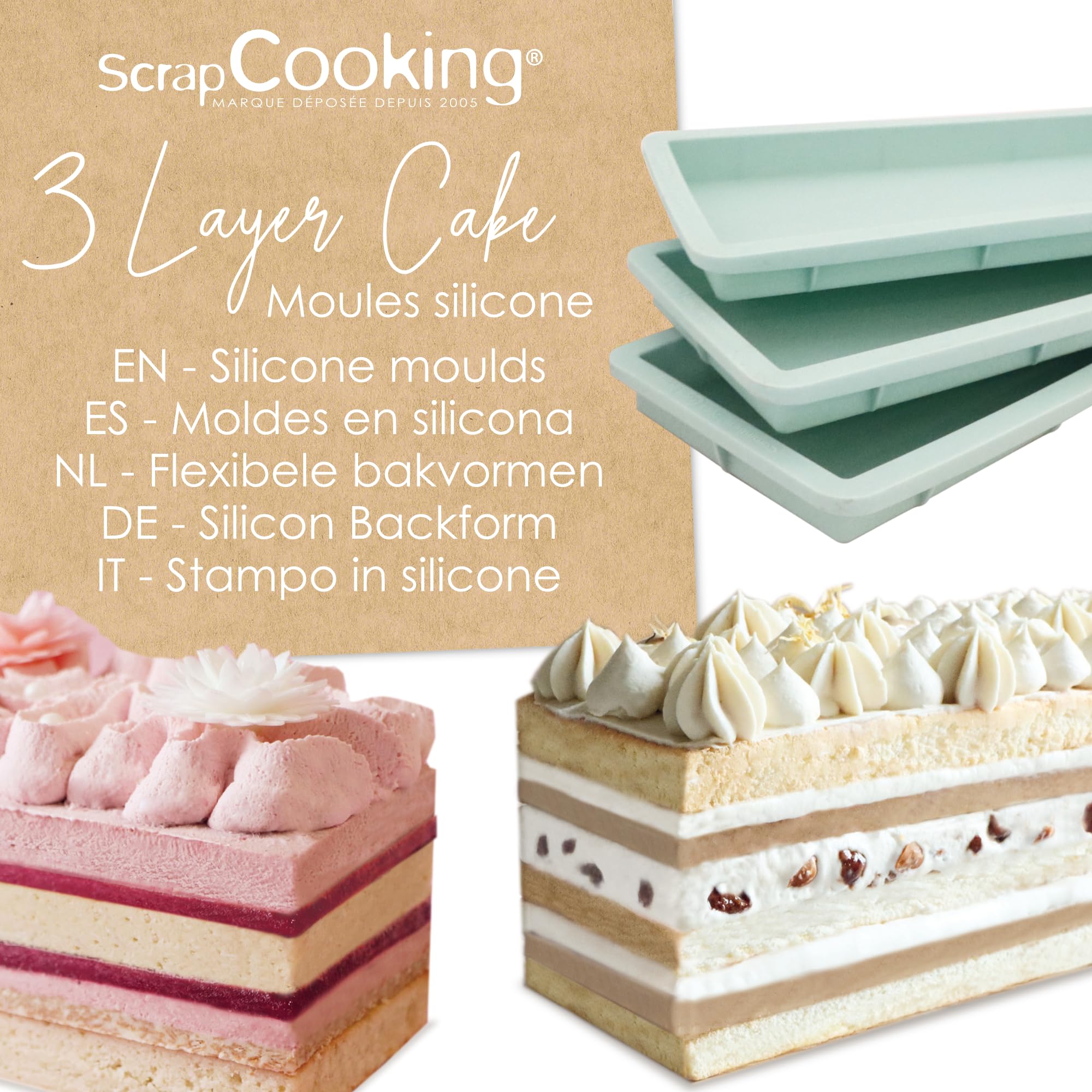 scrapcooking-moules-layer-cake-2976-silicone-25x10-cm-lot-3 image 2