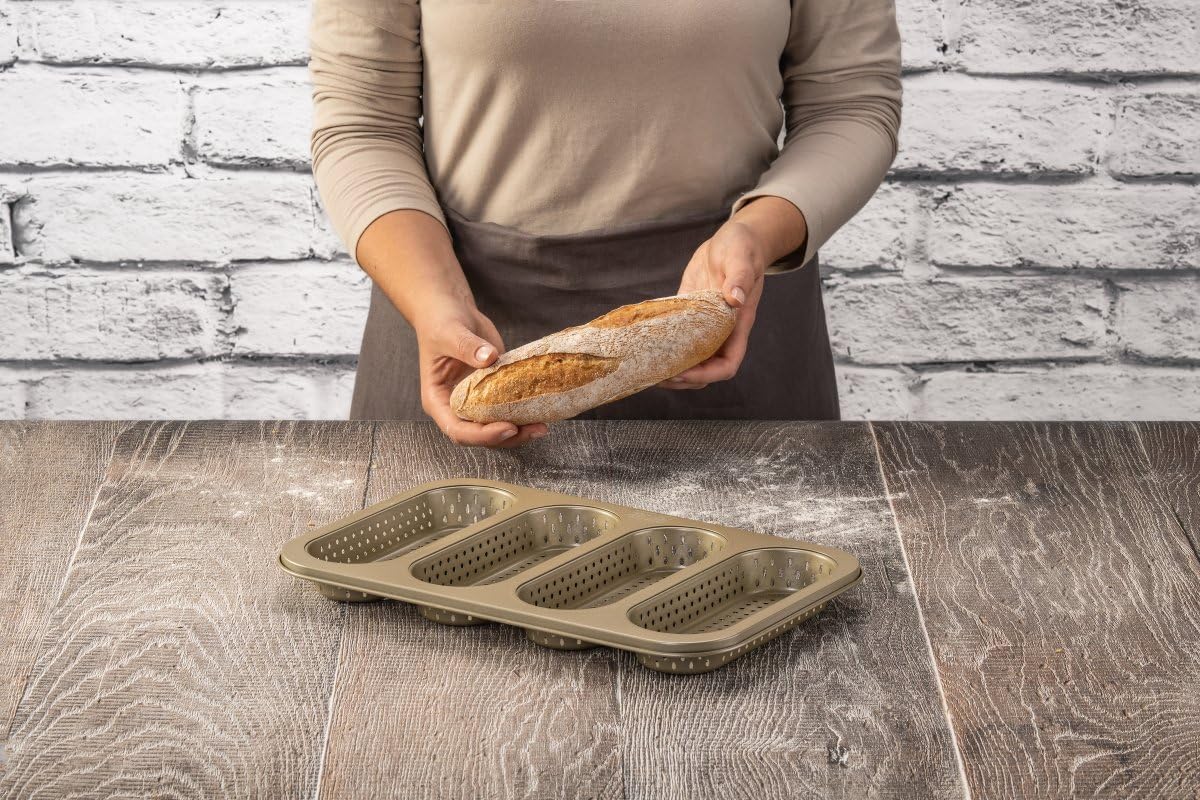 zenker-dein-brot-moule-pain-4-mini-baguettes-acier-dor-33-cm image 2