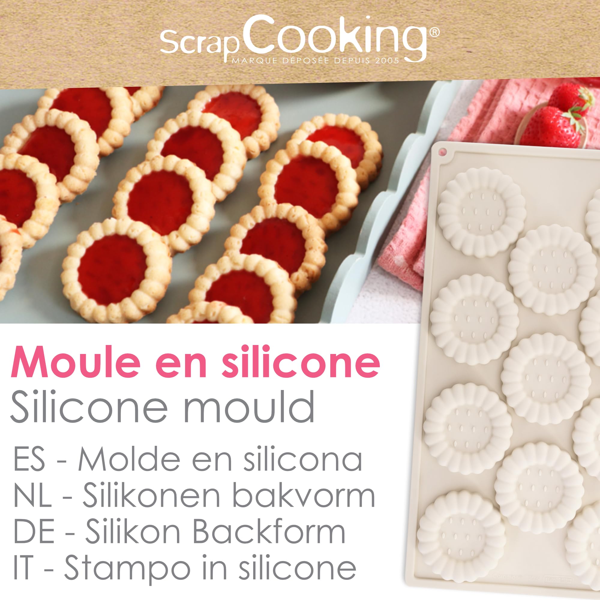 scrapcooking-moules-3183-moule-silicone-11-tartelettes-beige image 2