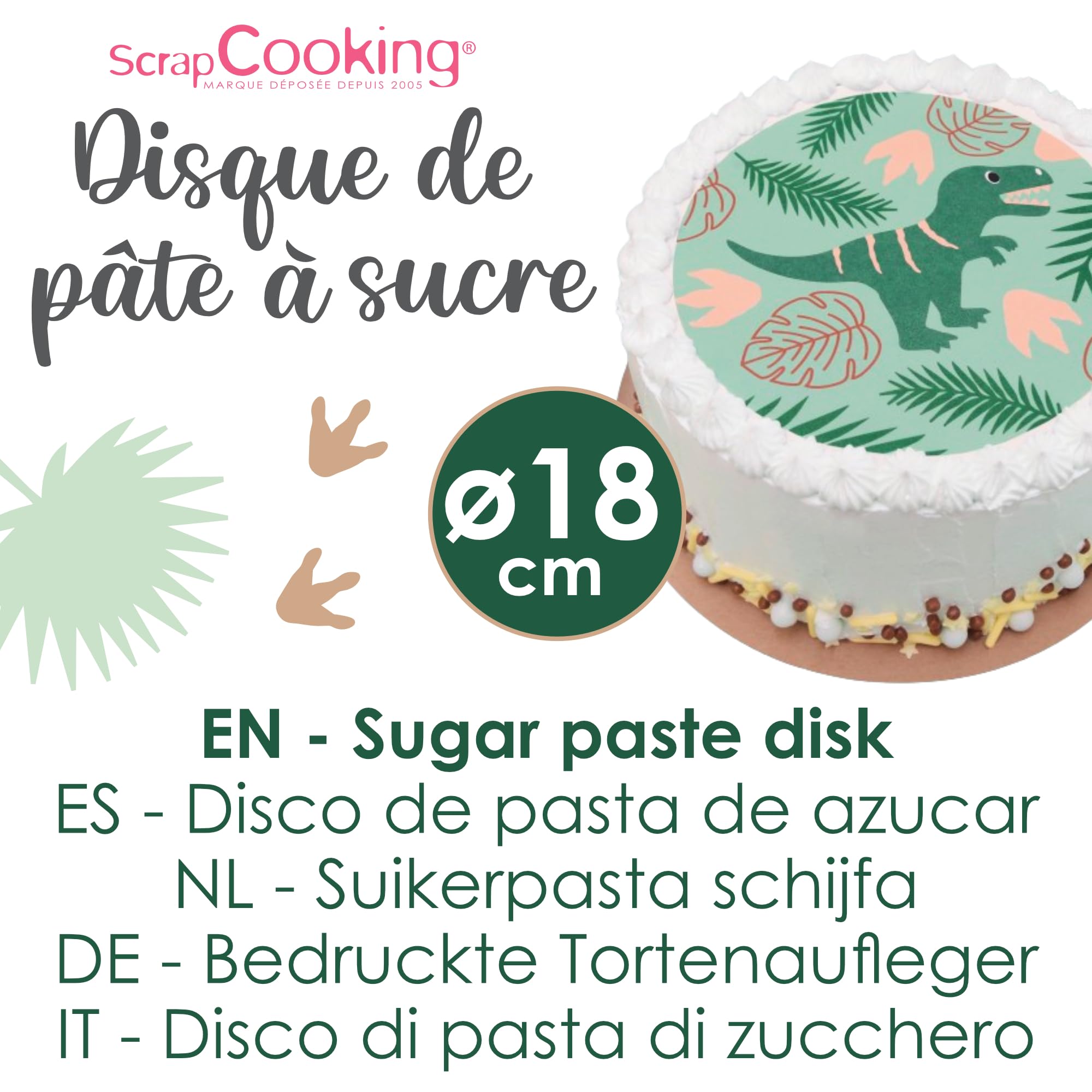 scrapcooking-p-tes-sucre-7331-disque-dino-vert-18-cm-45-g image 2