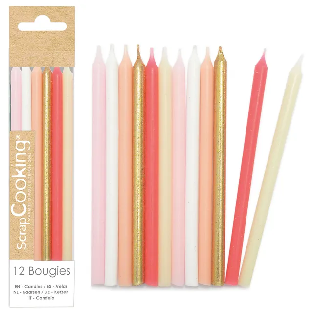 scrapcooking-d-corations-0359-bougies-longues-roses-et-or-12-cm image 1