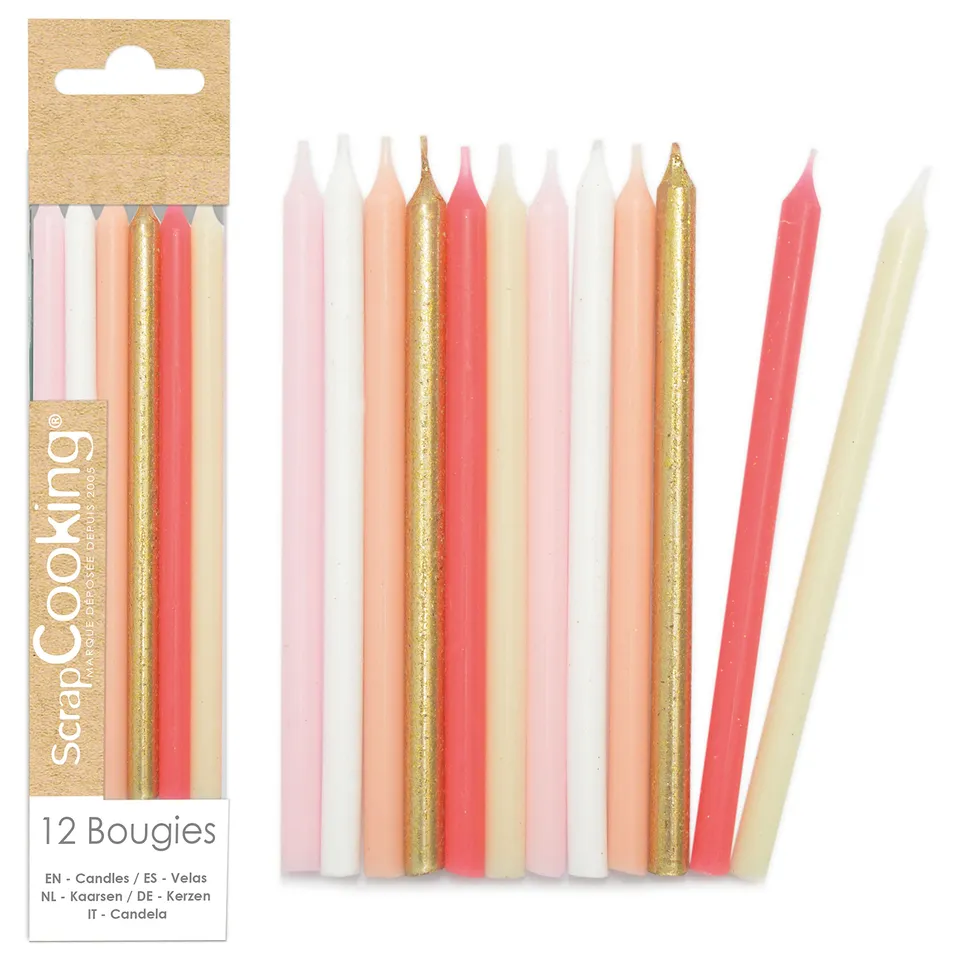 scrapcooking-d-corations-0359-bougies-longues-roses-et-or-12-cm image 1