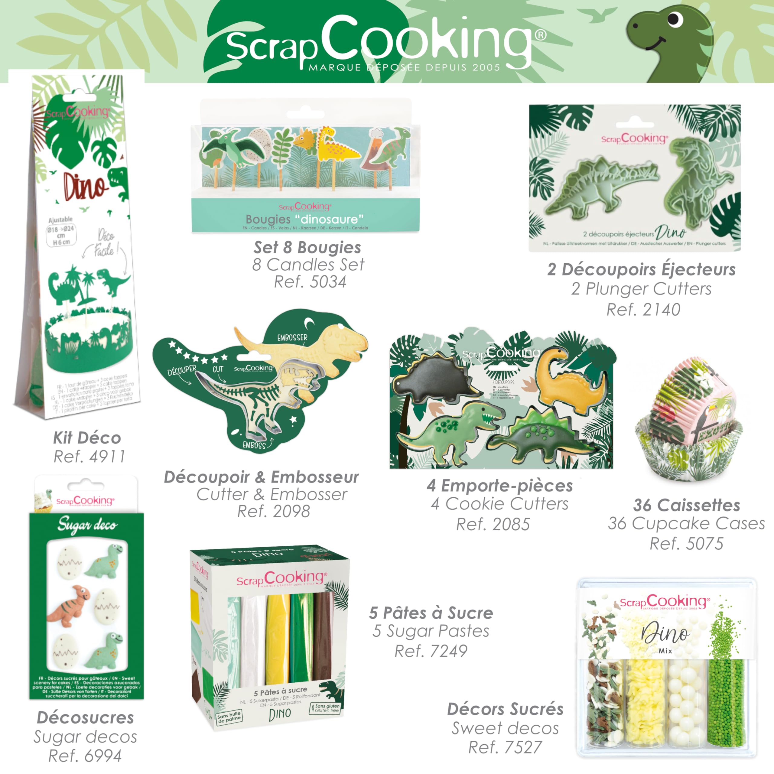 scrapcooking-d-corations-8-cartes-invitation-dinosaure-vert image 7