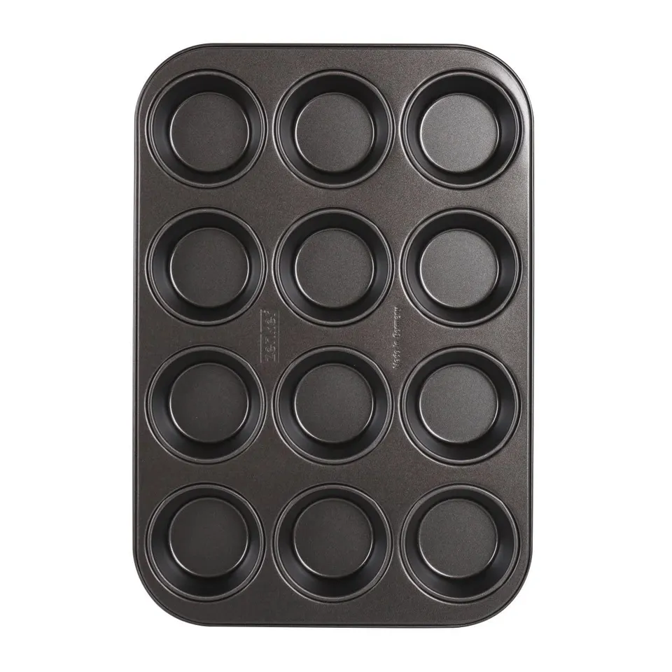 zenker-happy-cupcakes-plaque-12-moules-muffins-antiadh-sif-noir image 1