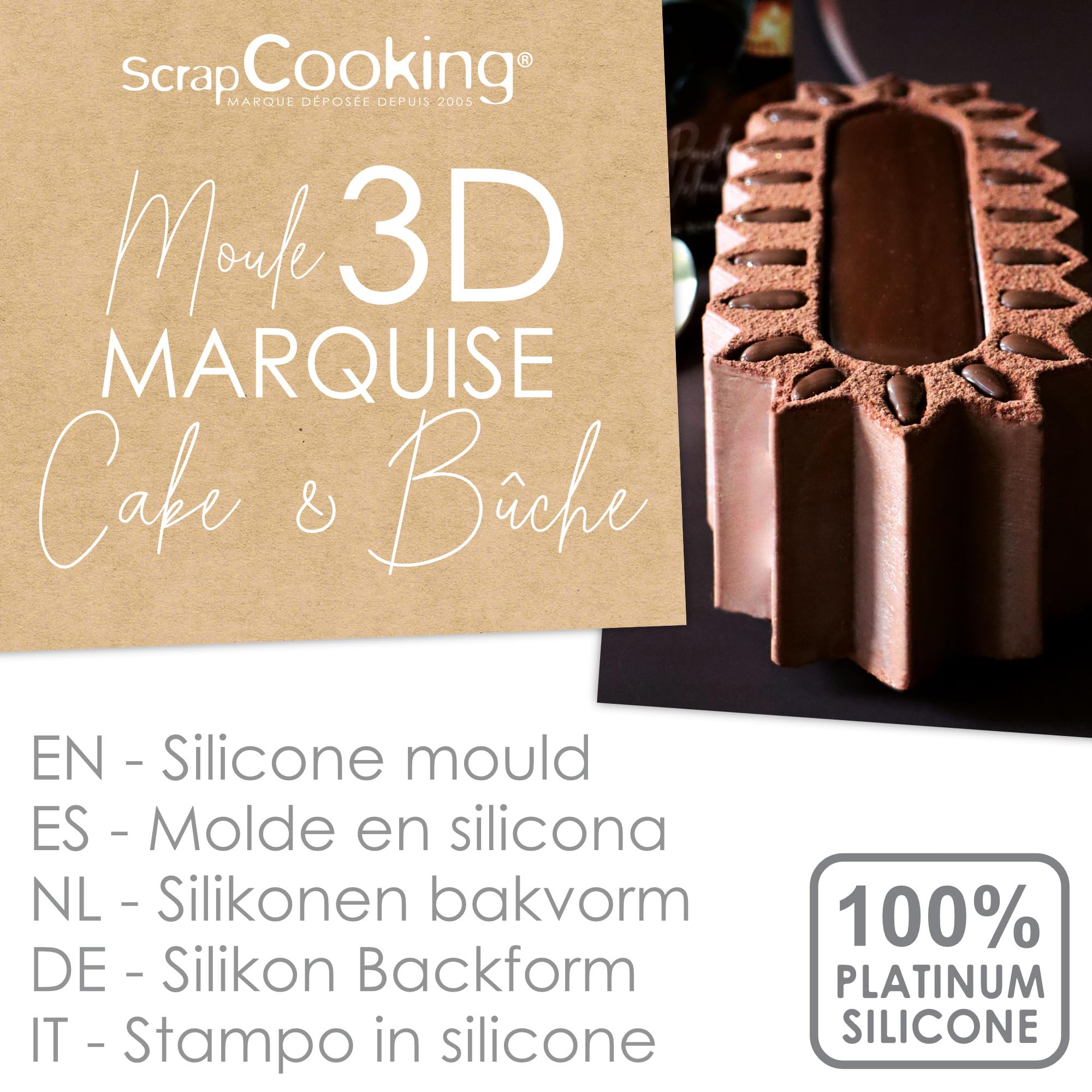scrapcooking-marquise-2899-moule-silicone-b-che-cake-blanc image 2