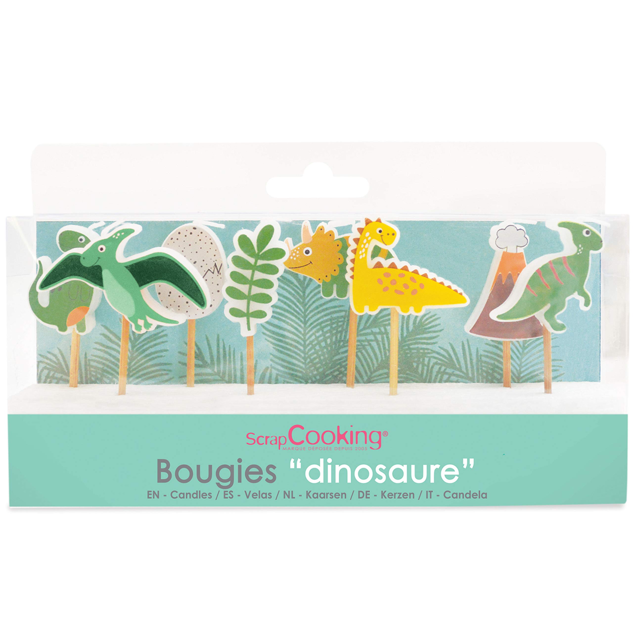 scrapcooking-d-corations-kit-8-bougies-dinosaures-g-teau-paraffine image 1