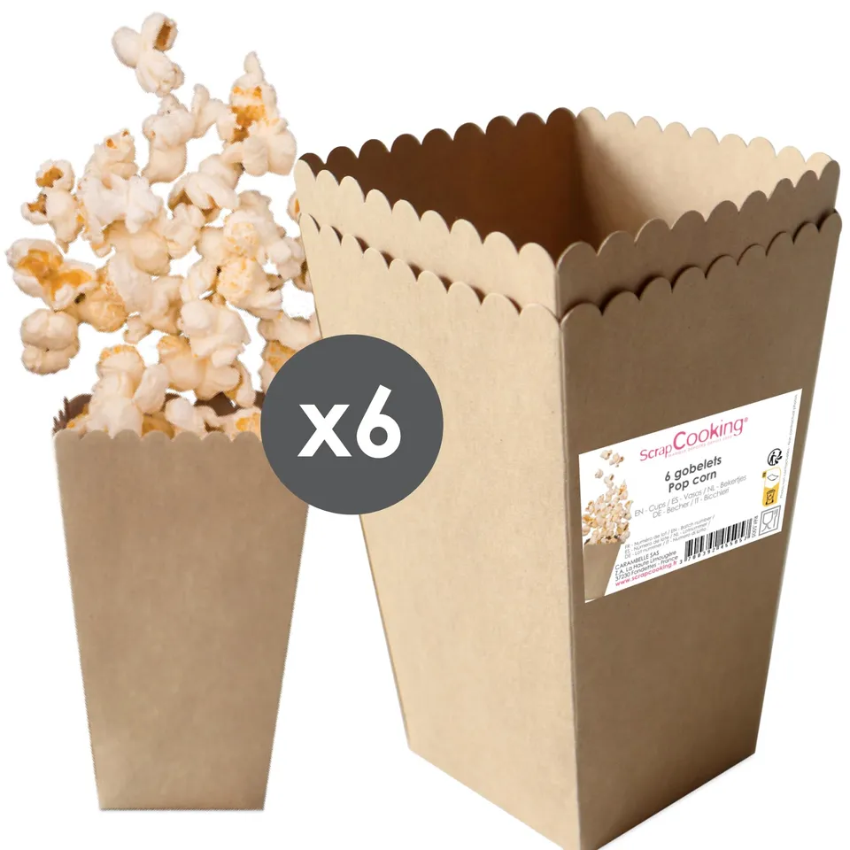 scrapcooking-d-corations-6-gobelets-pop-corn-kraft-5505 image 1