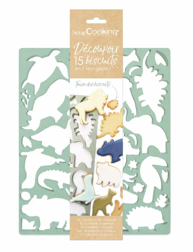 scrapcooking-moules-plaque-d-coupoir-biscuits-animaux-x15-vert image 1