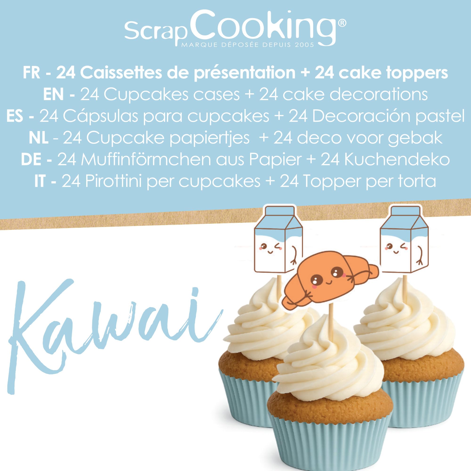 scrapcooking-kawai-kit-24-caissettes-24-toppers-cupcakes image 2