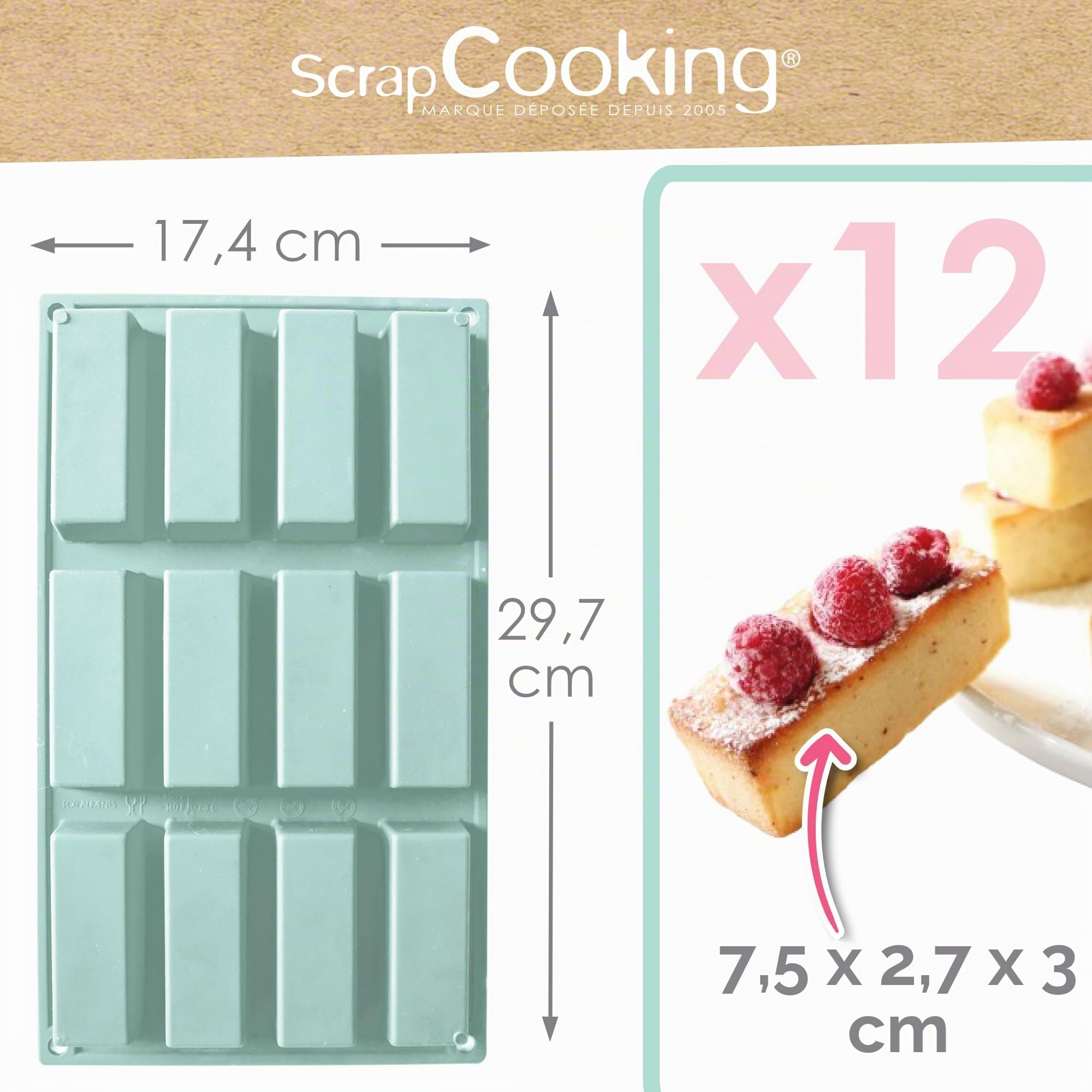 scrapcooking-moules-3103-moule-silicone-12-mini-cakes-vert-d-eau image 3