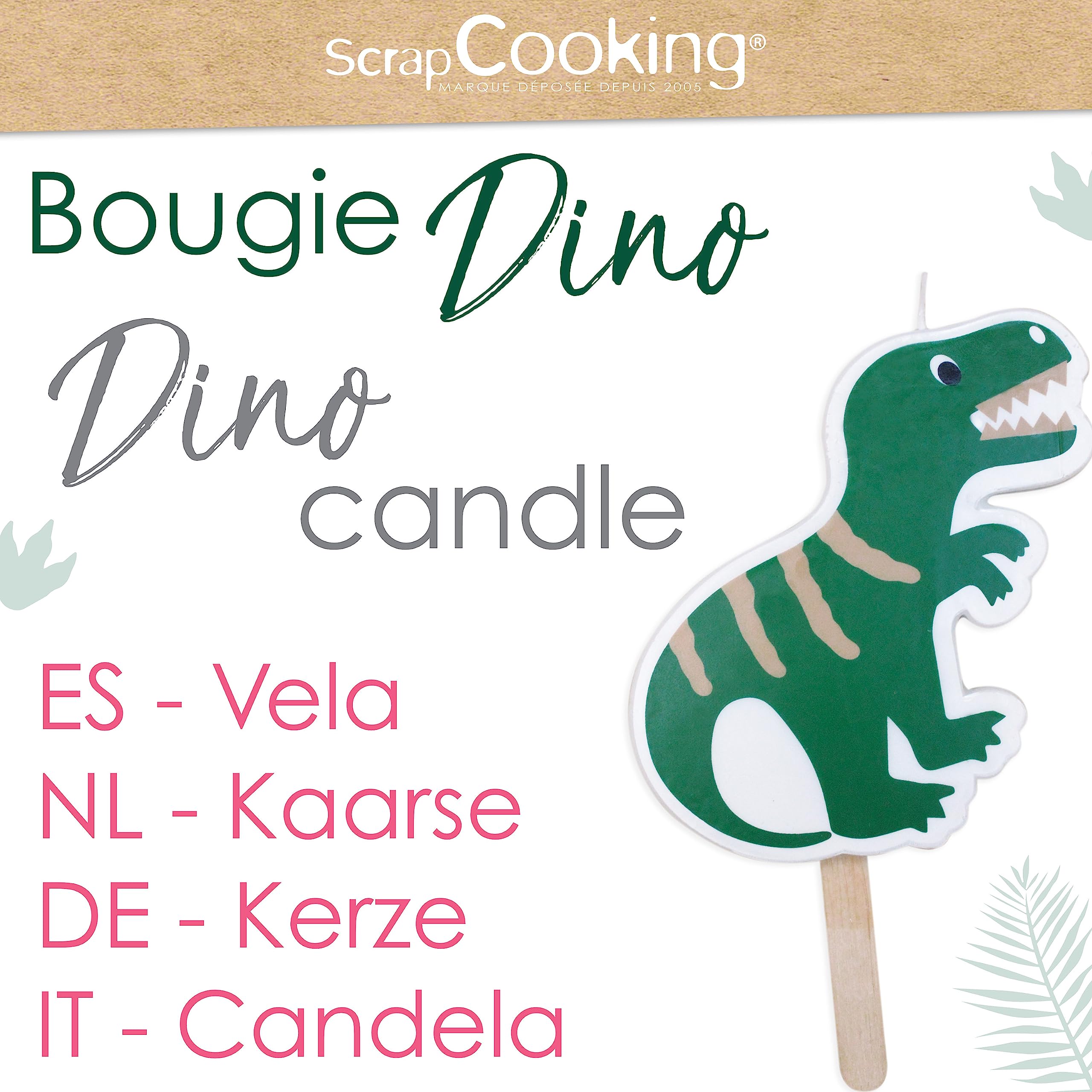 scrapcooking-d-corations-0346-bougie-dinosaure-xxl-verte image 3