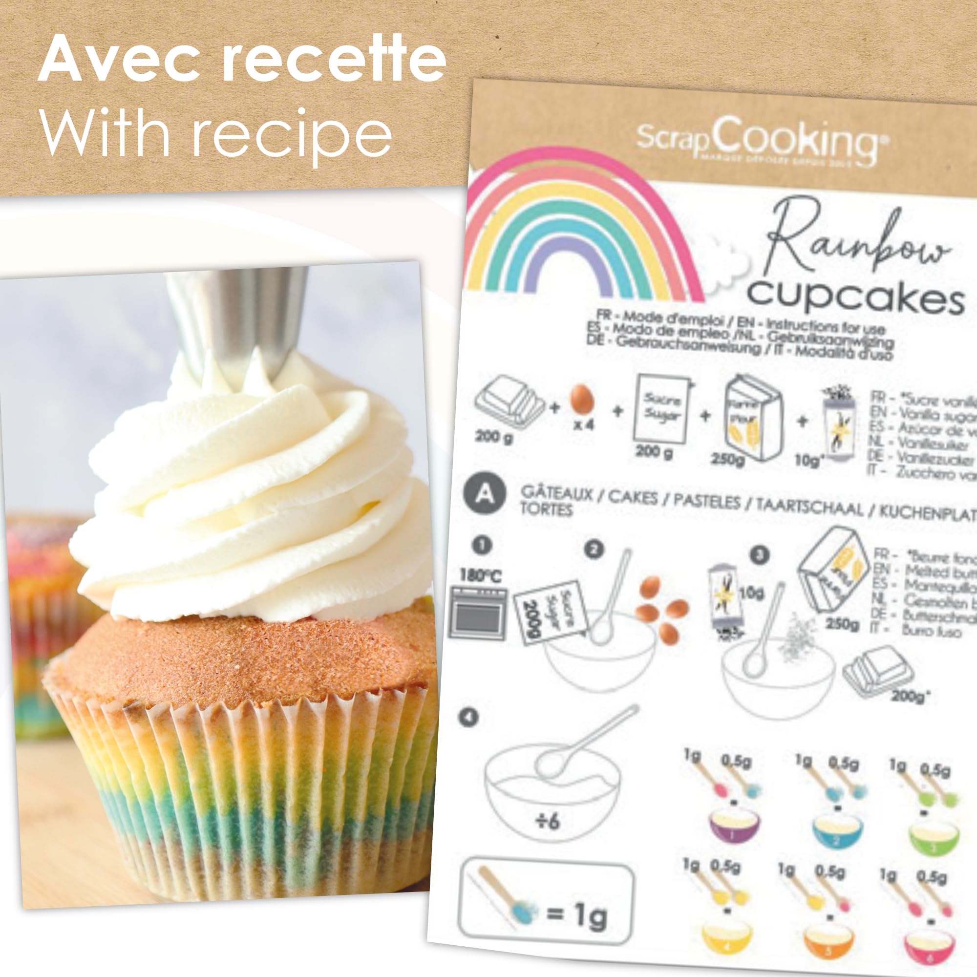 scrapcooking-kit-rainbow-cupcakes-3787-kit-cupcakes-arc-en-ciel-40-pcs image 6