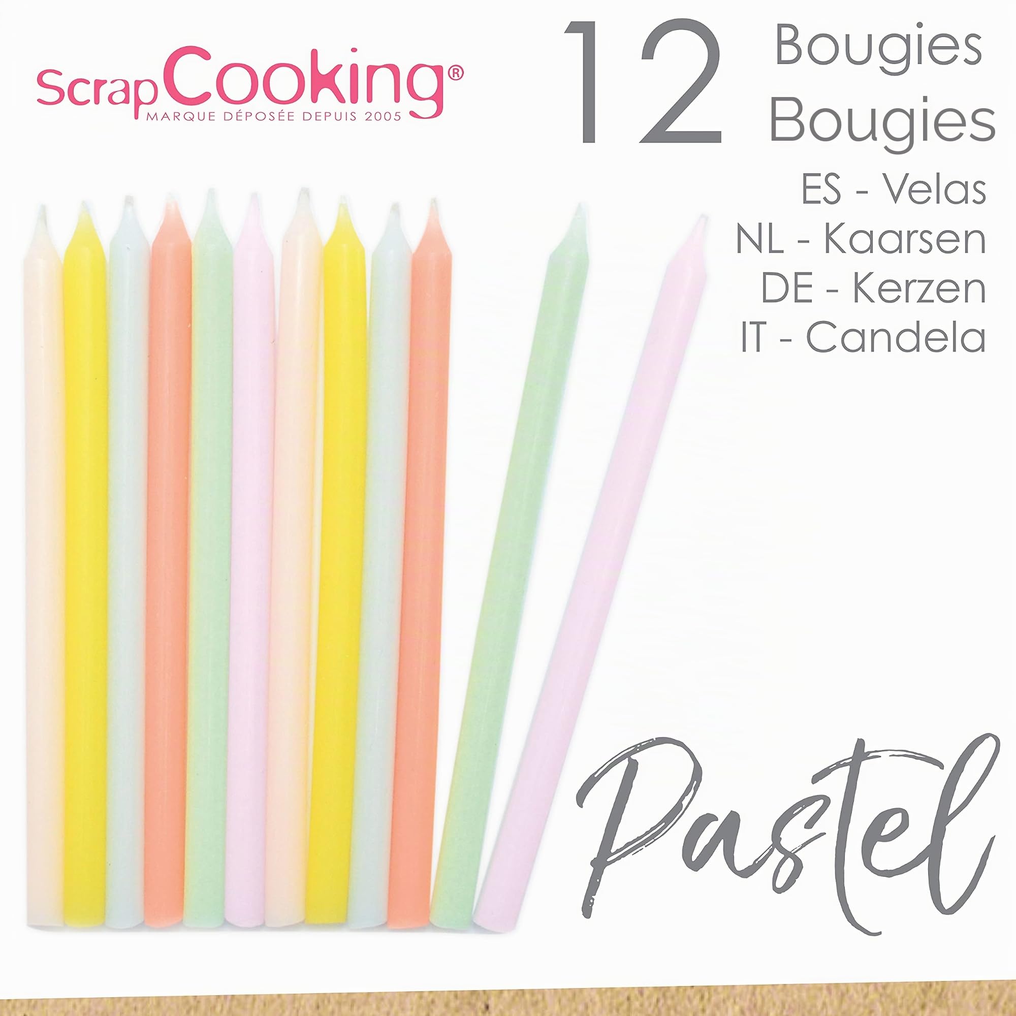 scrapcooking-d-corations-0361-bougies-longues-pastel-12-pcs image 2