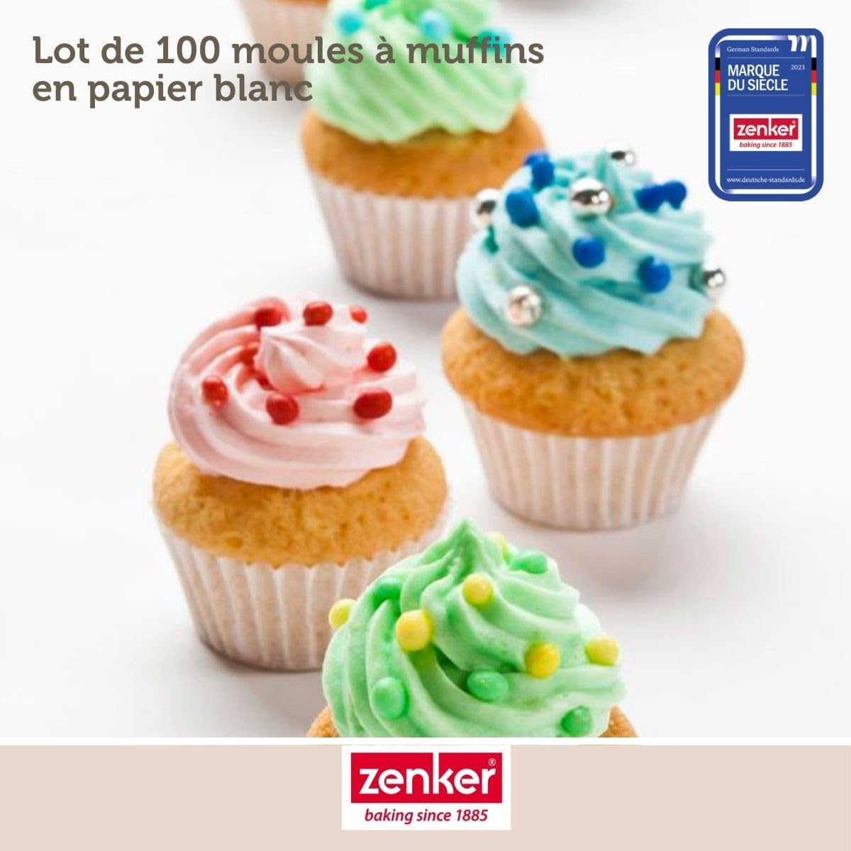 zenker-happy-cupcakes-43436-moules-muffins-papier-x100-blanc image 2