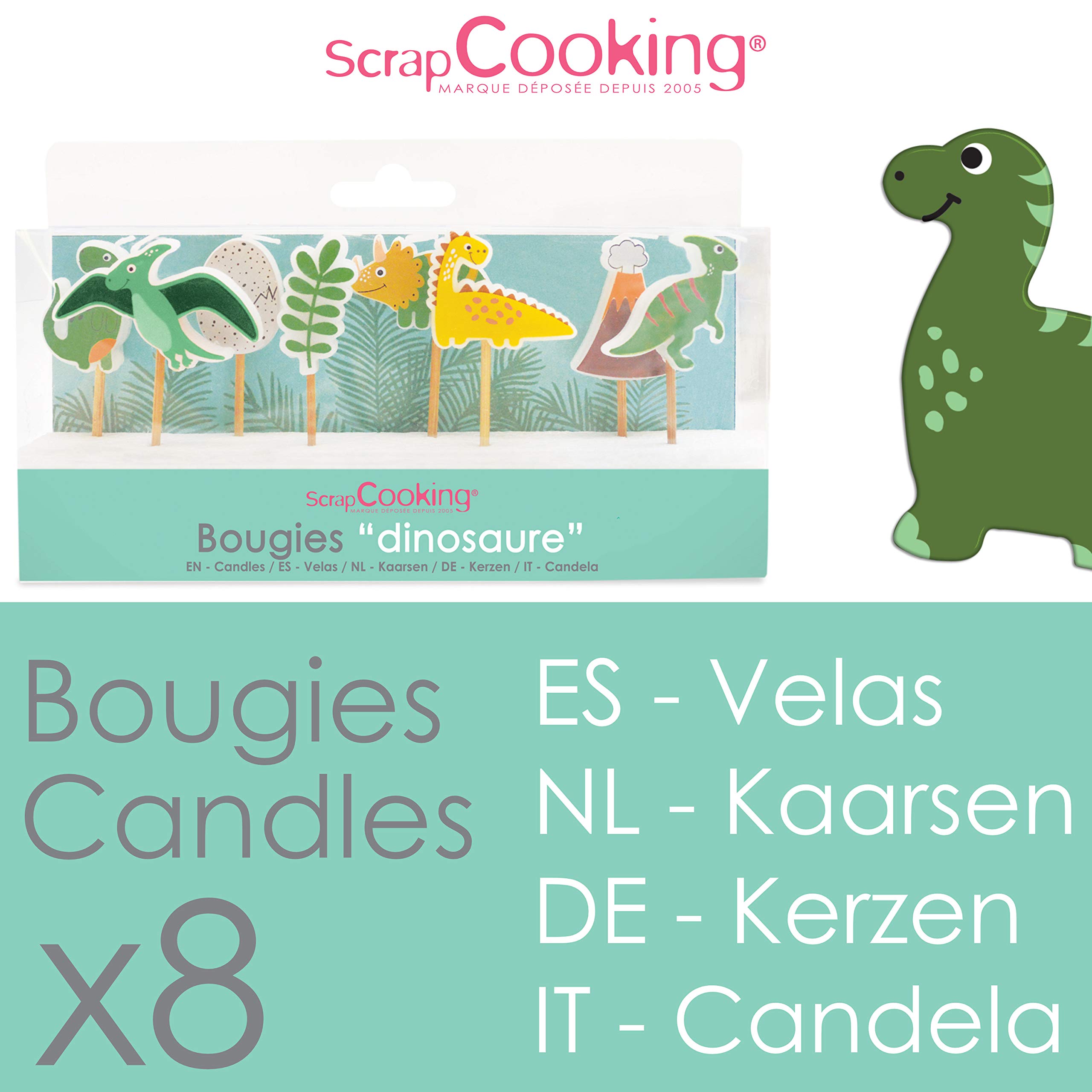scrapcooking-d-corations-kit-8-bougies-dinosaures-g-teau-paraffine image 3