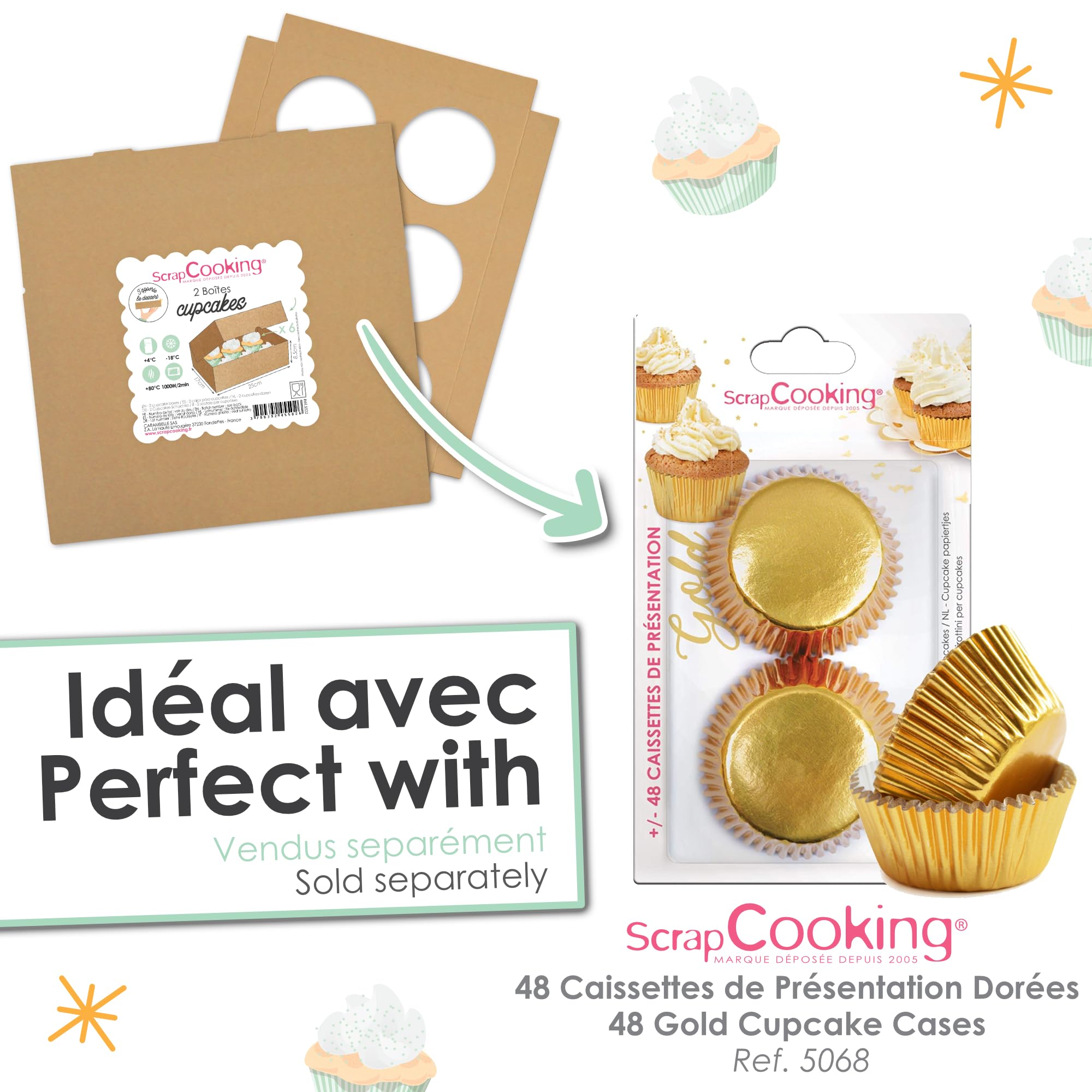scrapcooking-5502-lot-2-bo-tes-cupcakes-kraft-6-places image 7