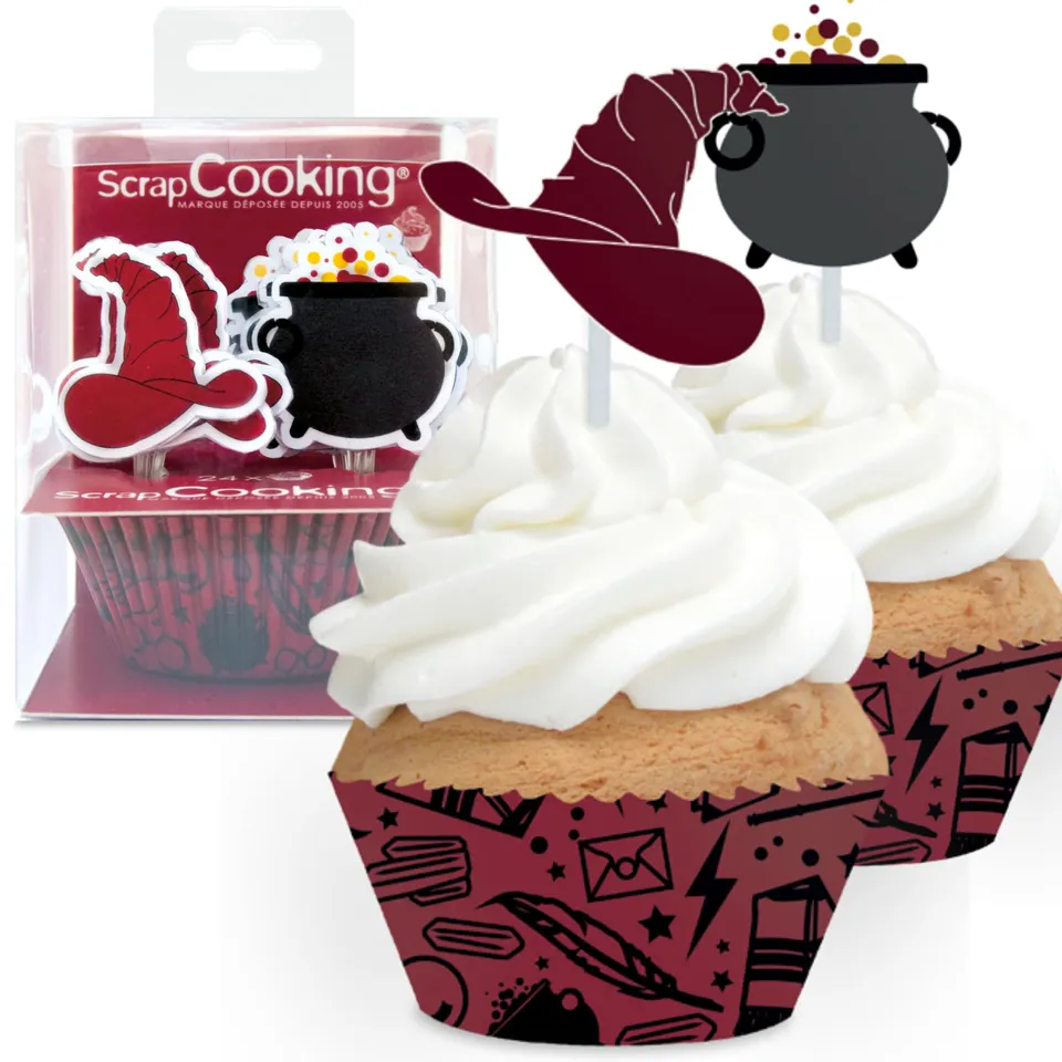 scrapcooking-d-corations-set-24-caissettes-toppers-cupcakes-sorcier image 1