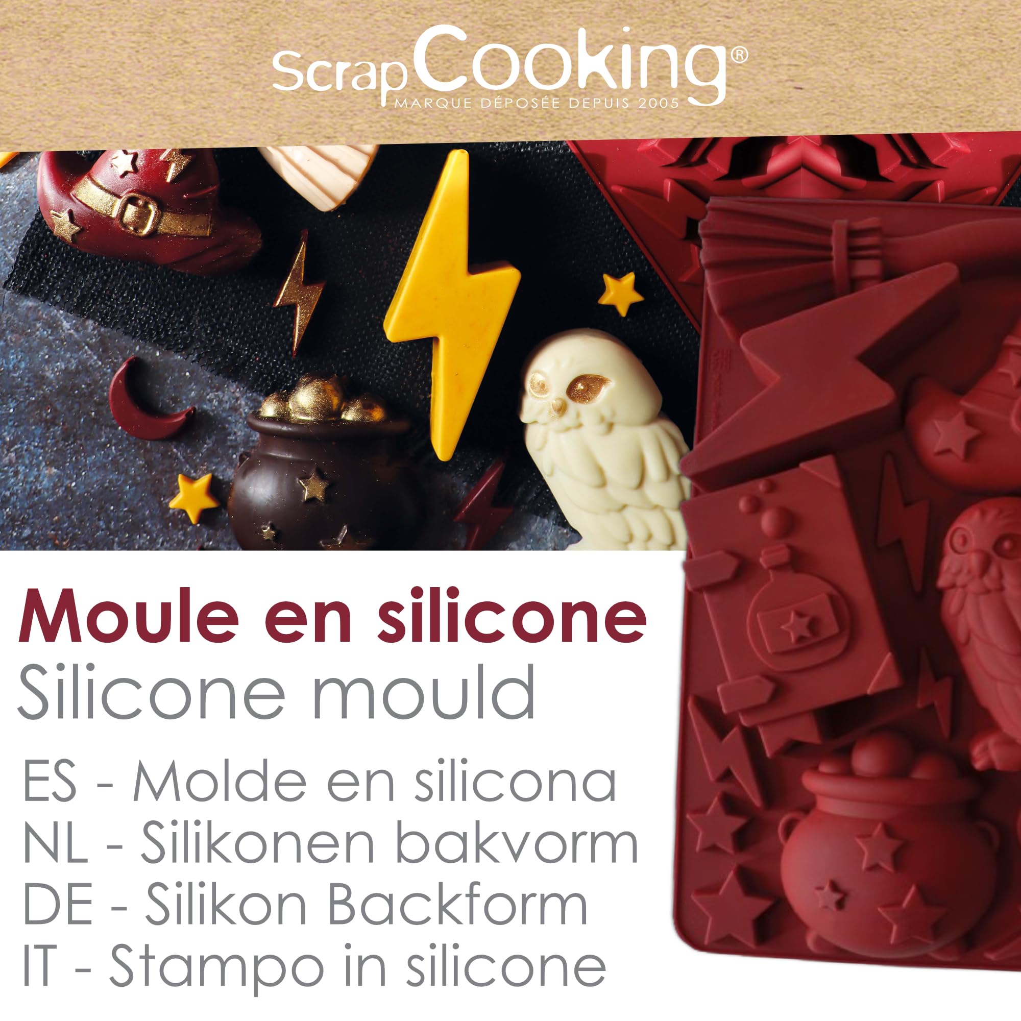 scrapcooking-moules-moule-silicone-sorcier-15-formes-bordeaux image 2