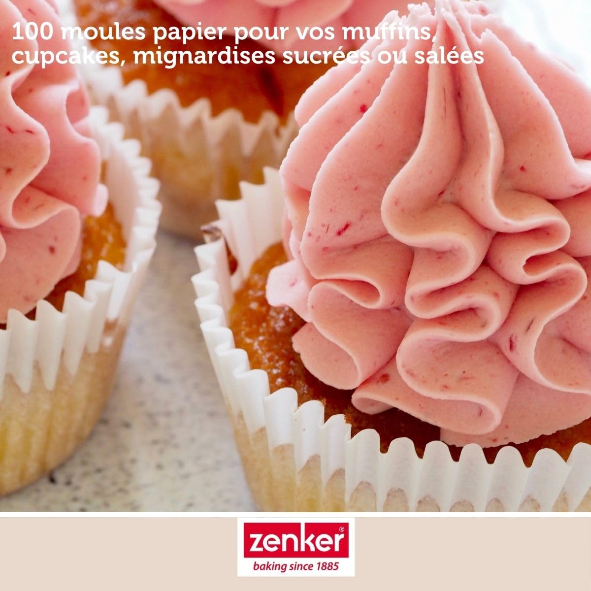 zenker-happy-cupcakes-lot-100-caissettes-papier-couleur image 2