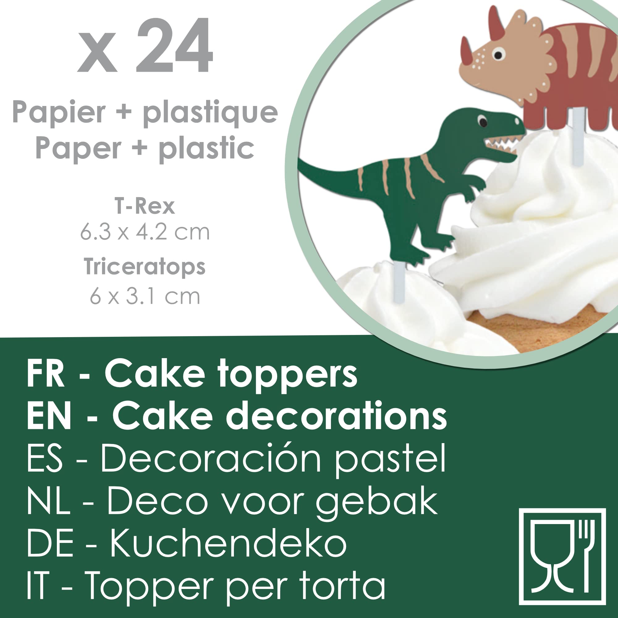 scrapcooking-4905-set-24-caissettes-toppers-cupcakes-dinosaures image 6
