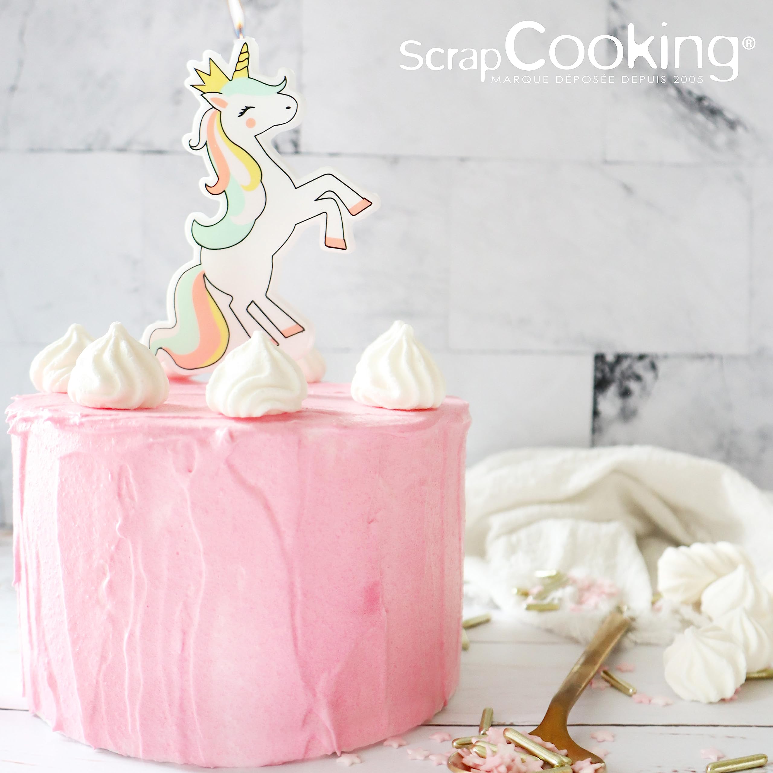 scrapcooking-d-corations-0344-bougie-licorne-xxl-rose image 2